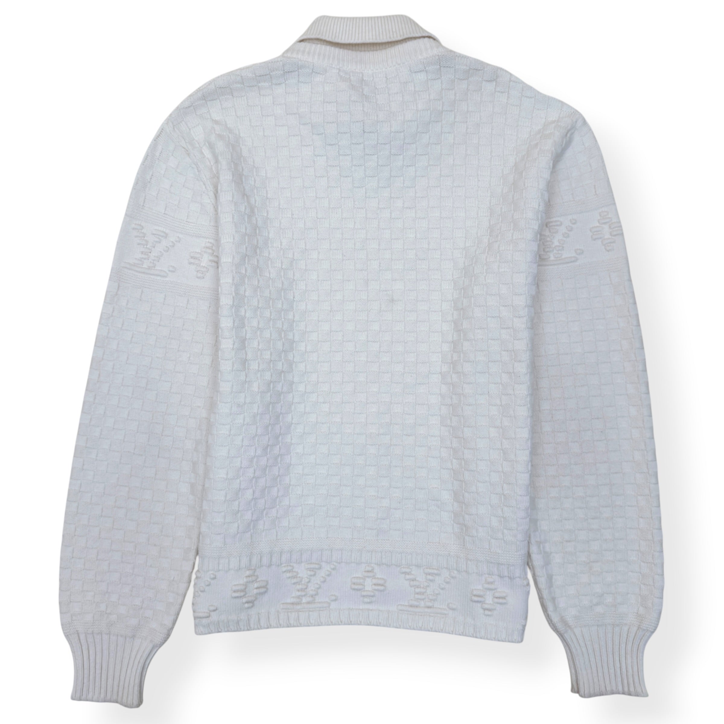 LOUIS VUITTON DAMIER POLO SWEATER WHITE XL