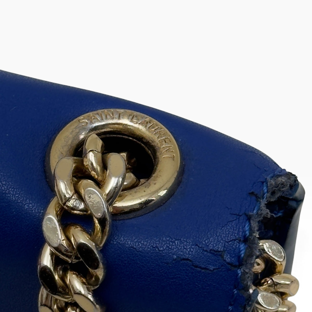 SAINT LAURENT YSL KATE CHAIN SHOULDER BAG ROYAL BLUE / GOLD M