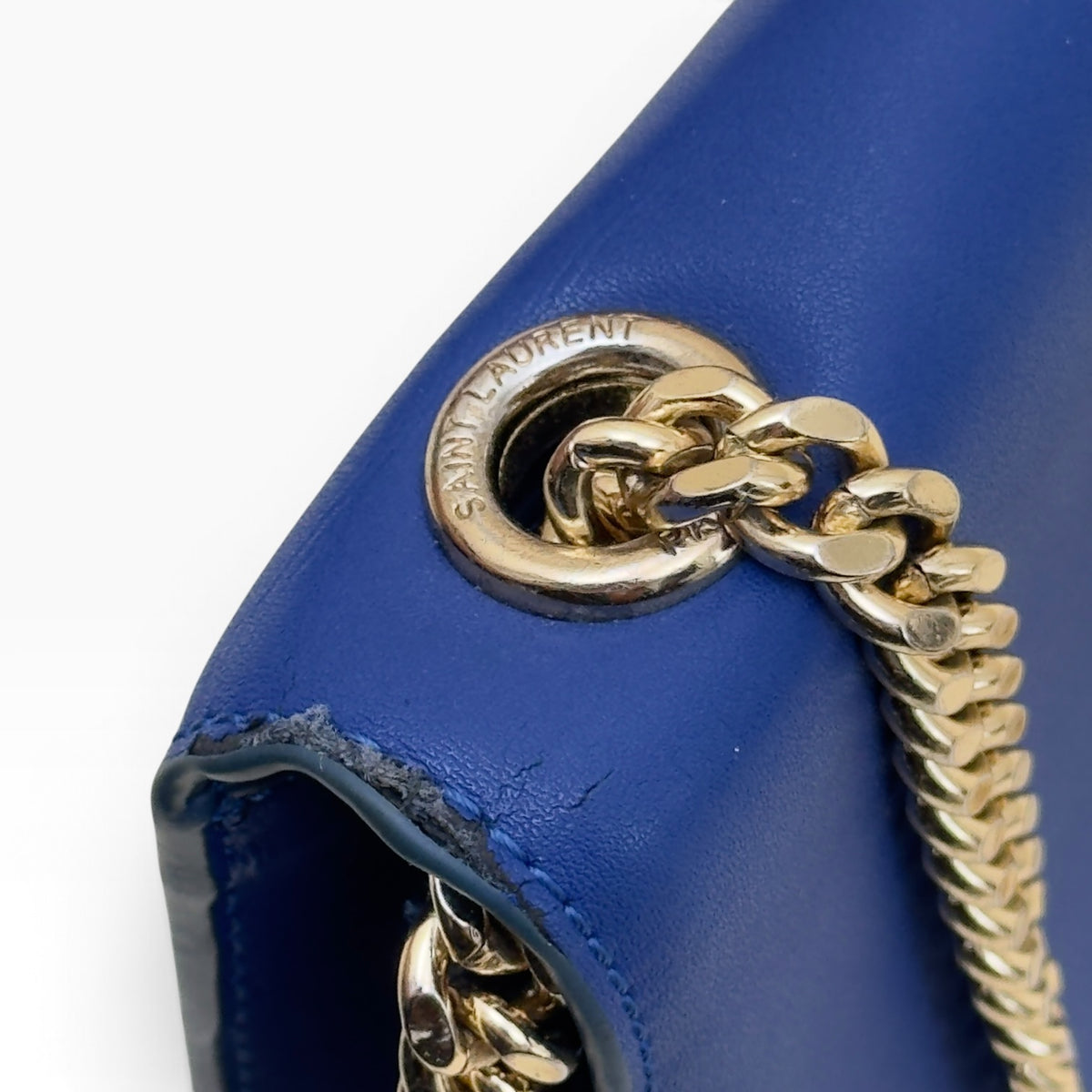 SAINT LAURENT YSL KATE CHAIN SHOULDER BAG ROYAL BLUE / GOLD M