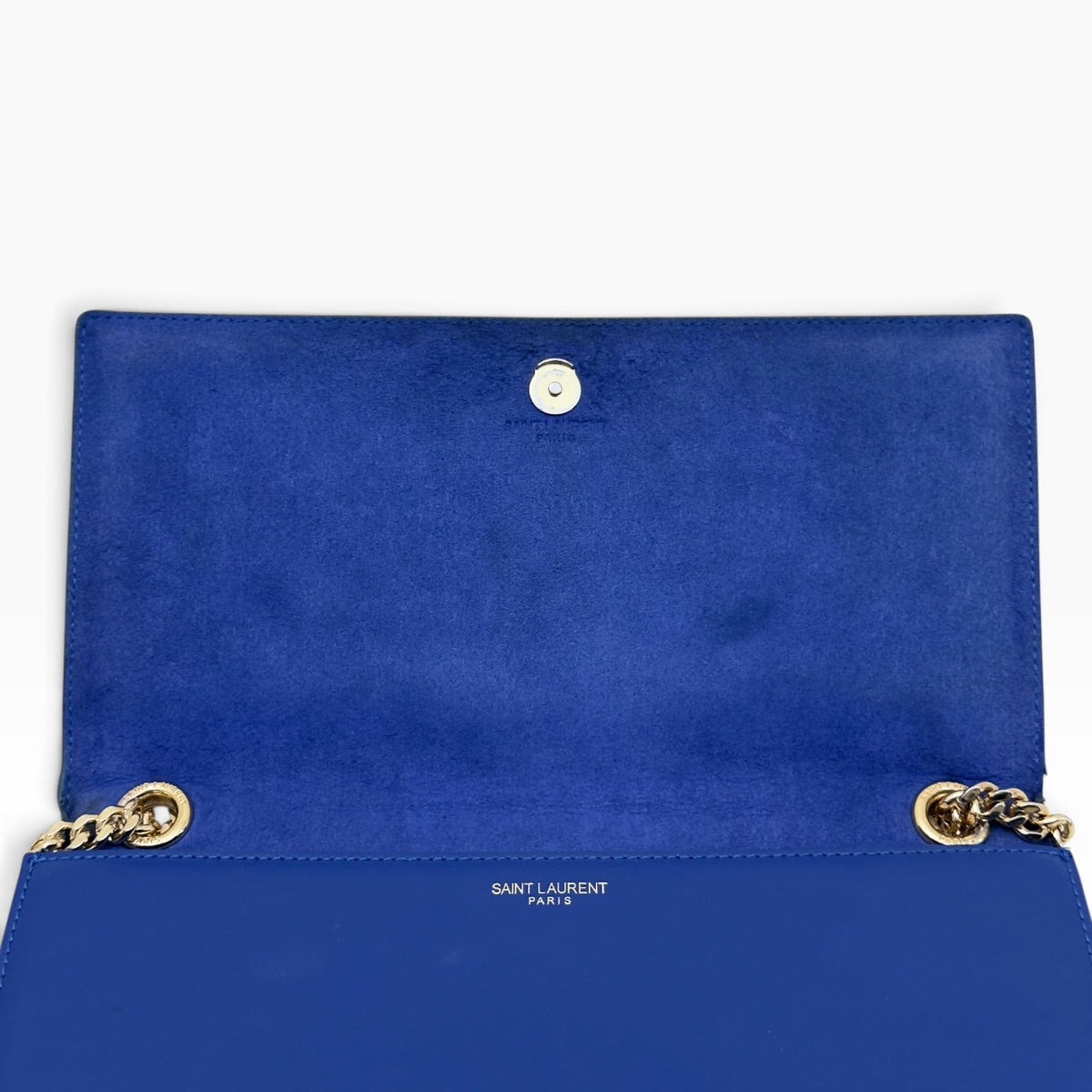 SAINT LAURENT YSL KATE CHAIN SHOULDER BAG ROYAL BLUE / GOLD M