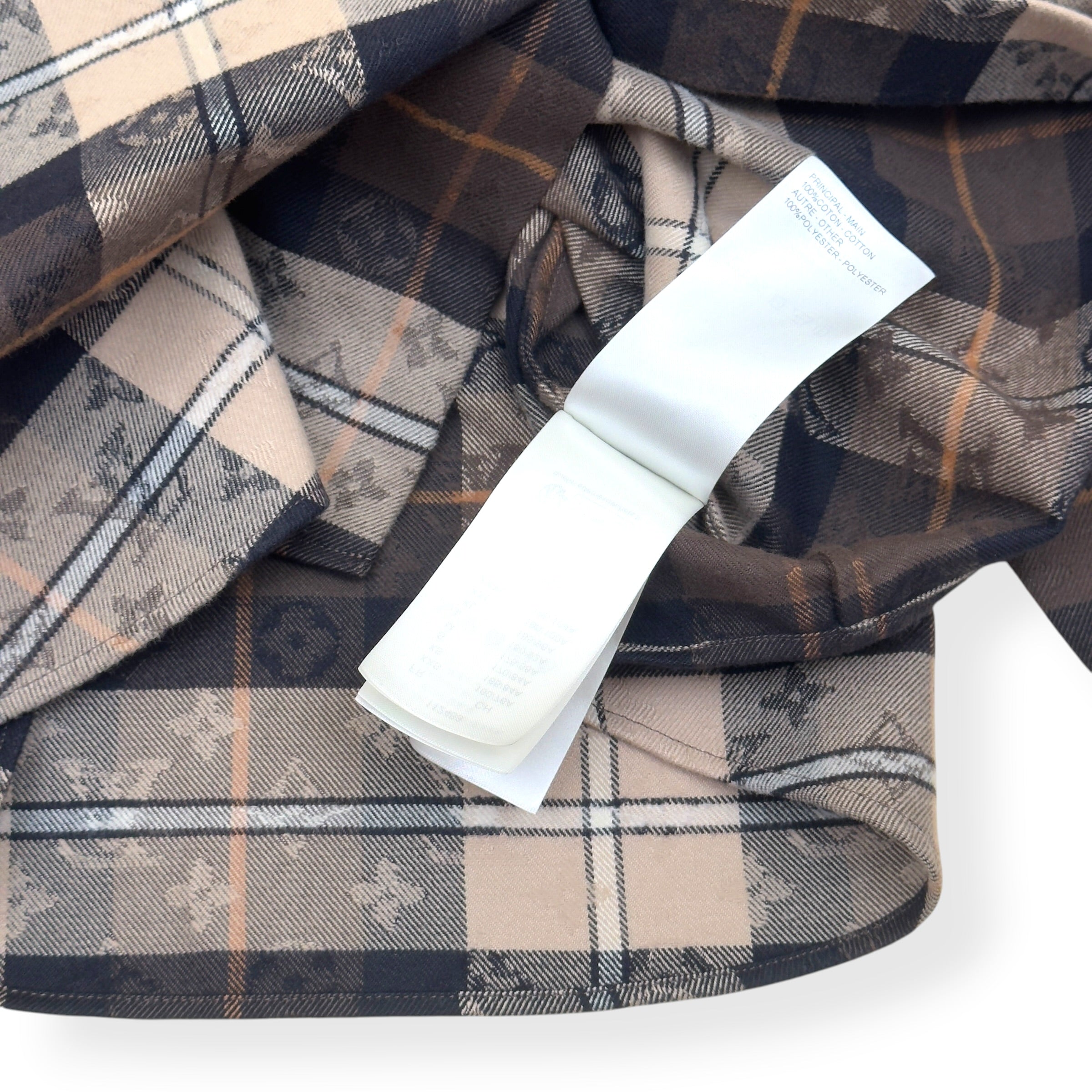 LOUIS VUITTON MONOGRAM PLAID FLANNEL SHIRT BROWN XXL
