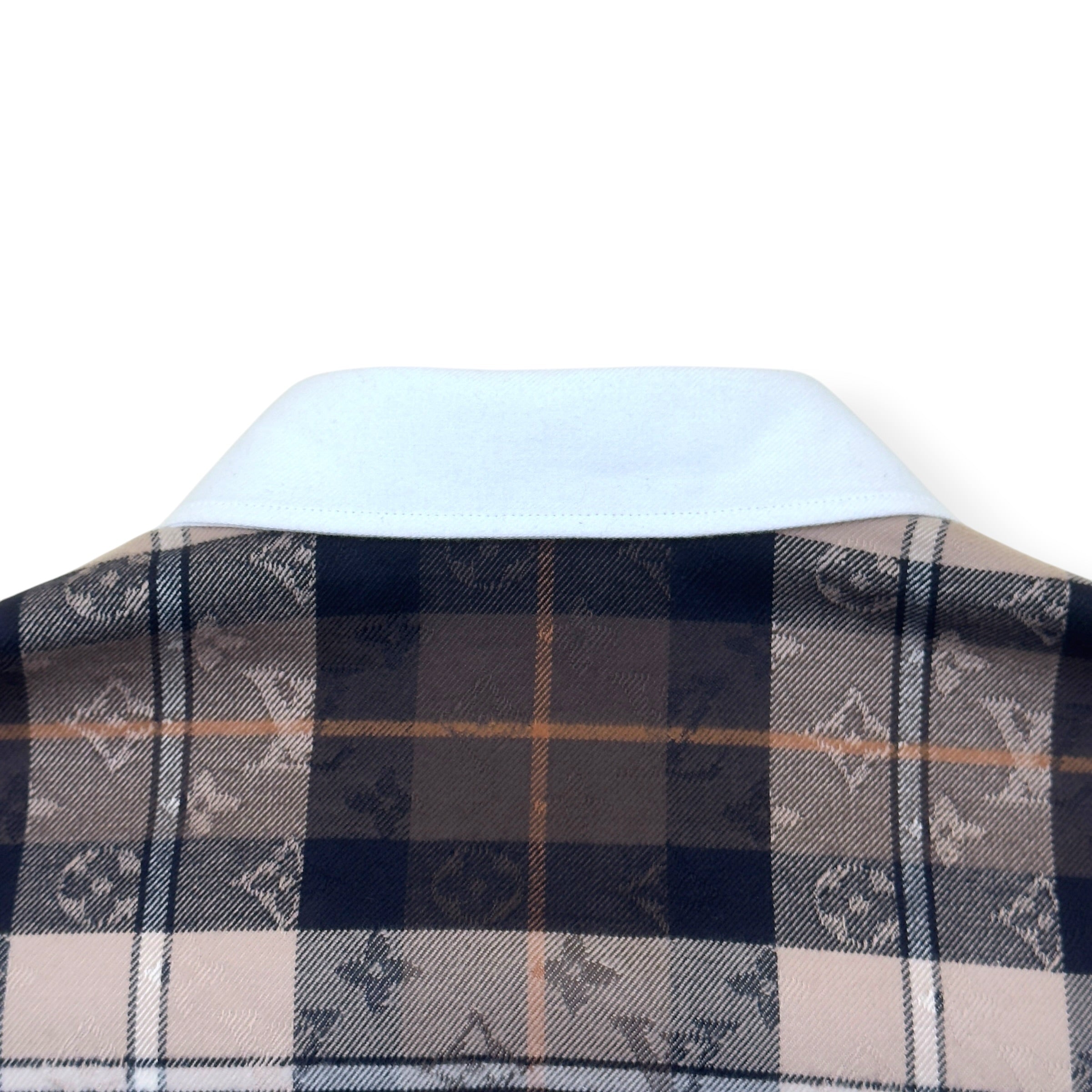 LOUIS VUITTON MONOGRAM PLAID FLANNEL SHIRT BROWN XXL