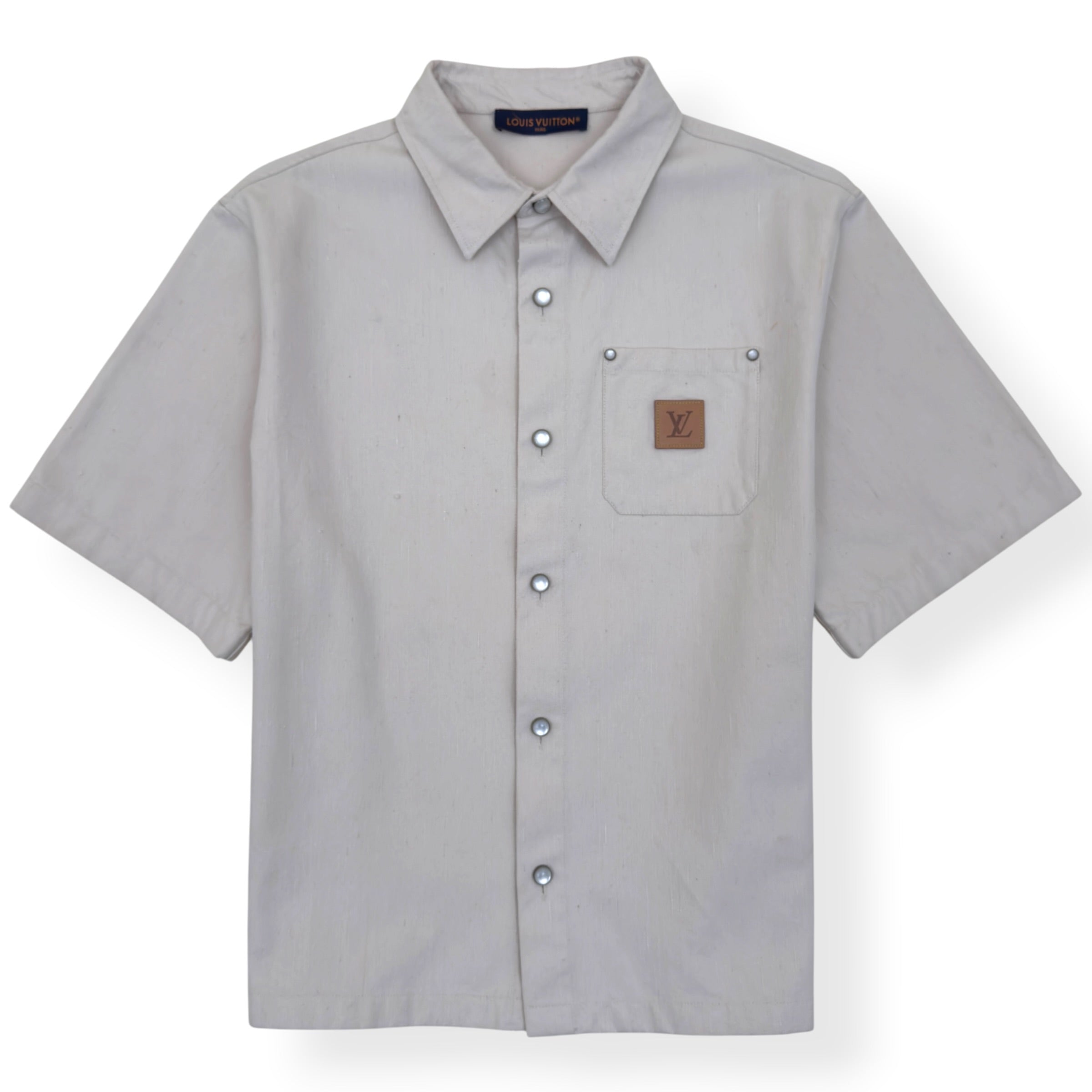 LOUIS VUITTON SILK-BLEND SHORT-SLEEVE SHIRT ECRU XXL