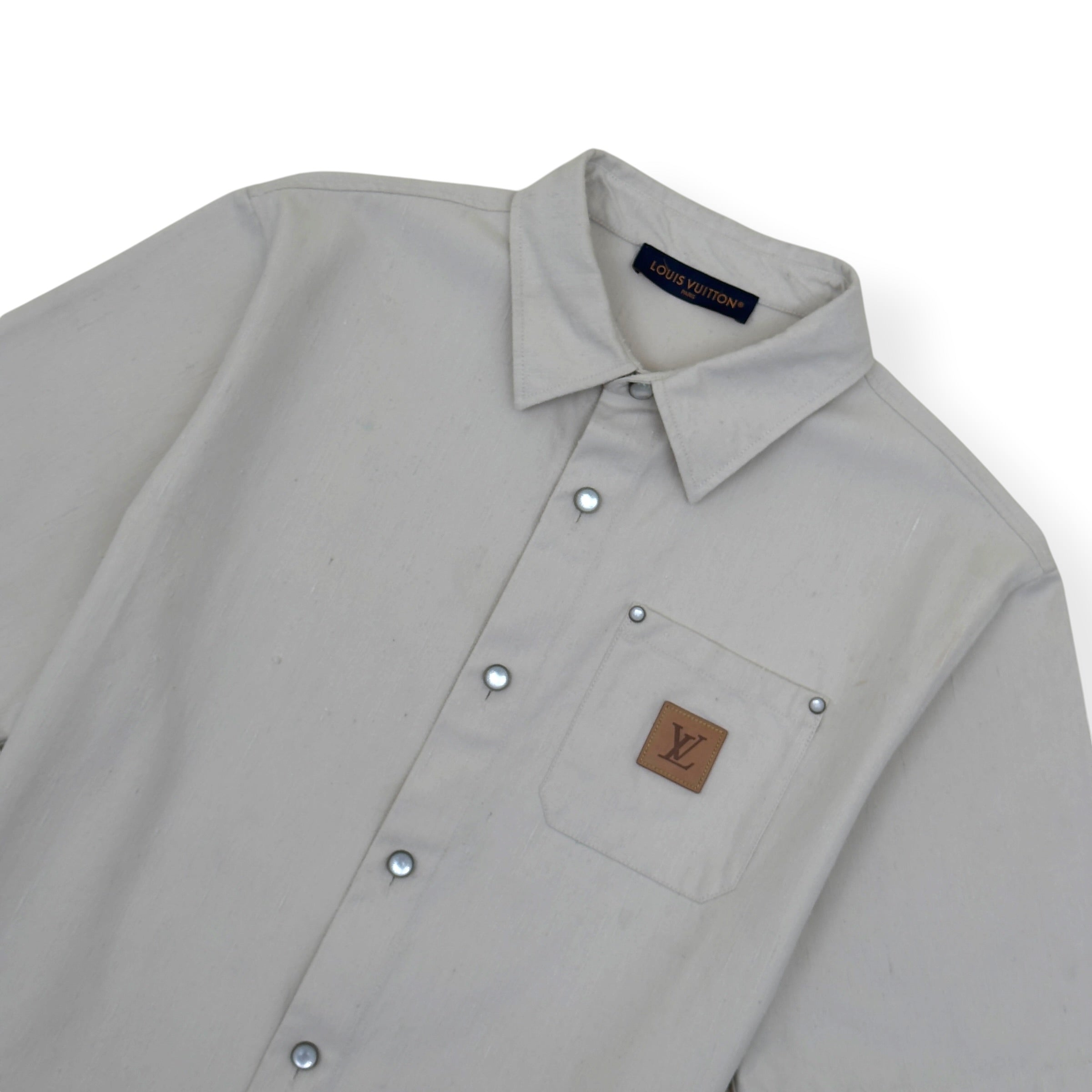 LOUIS VUITTON SILK-BLEND SHORT-SLEEVE SHIRT ECRU XXL