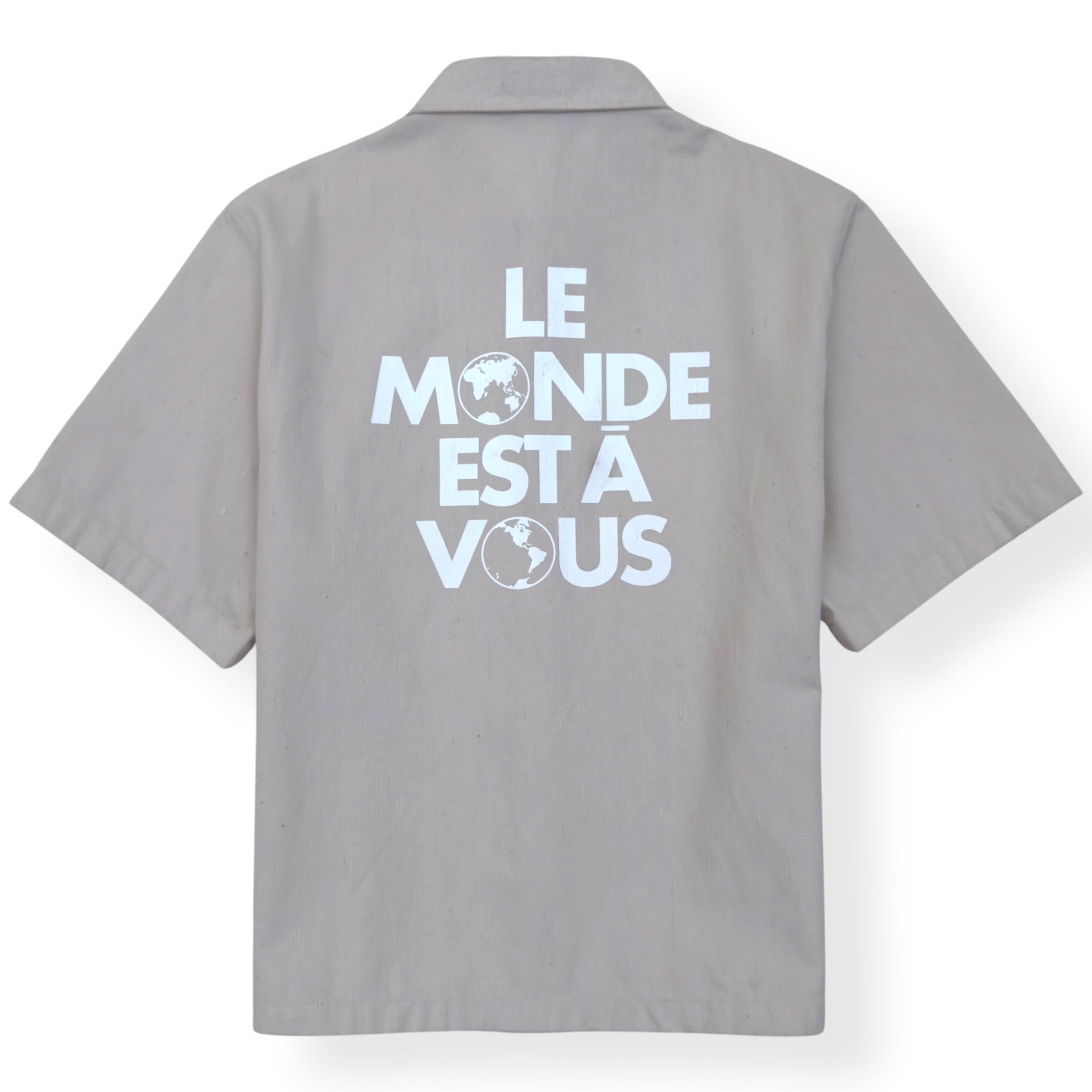 LOUIS VUITTON SILK-BLEND SHORT-SLEEVE SHIRT ECRU XXL