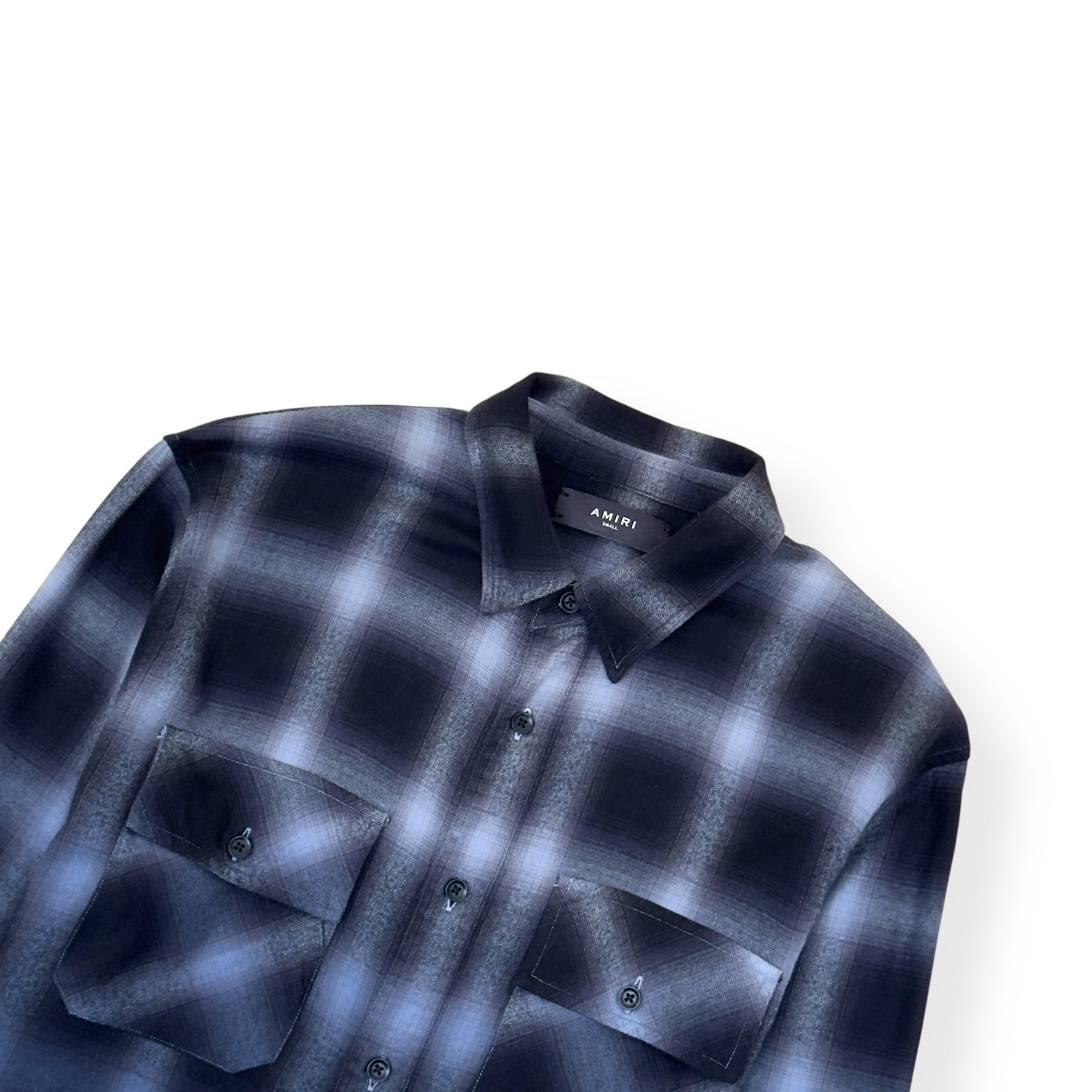 AMIRI DIP-DYED CHECKED COTTON-FLANNEL SHIRT BLUE / NAVY S