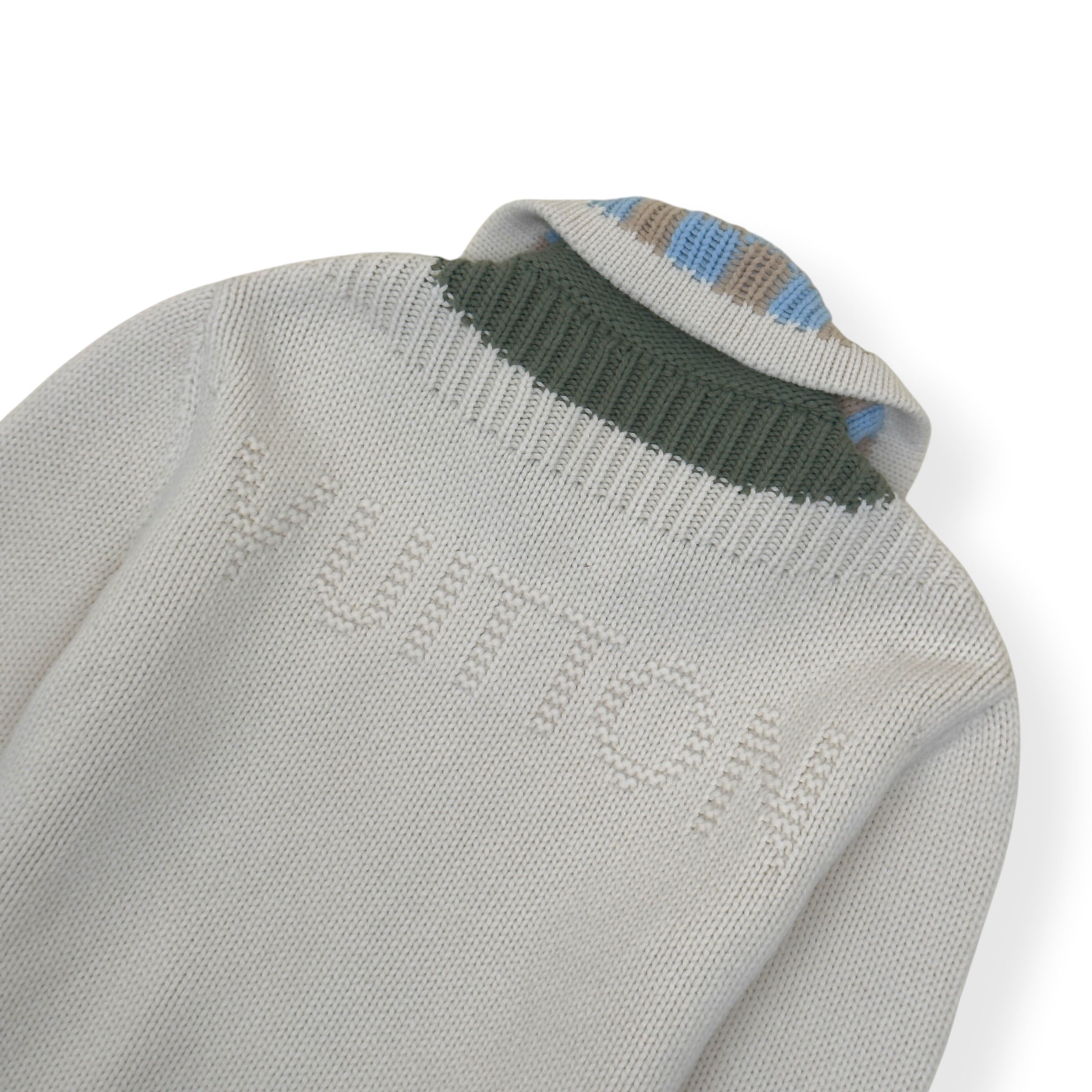 LOUIS VUITTON DAMIER ZIP-THROUGH INTARSIA KNIT JACKET ECRU XXL
