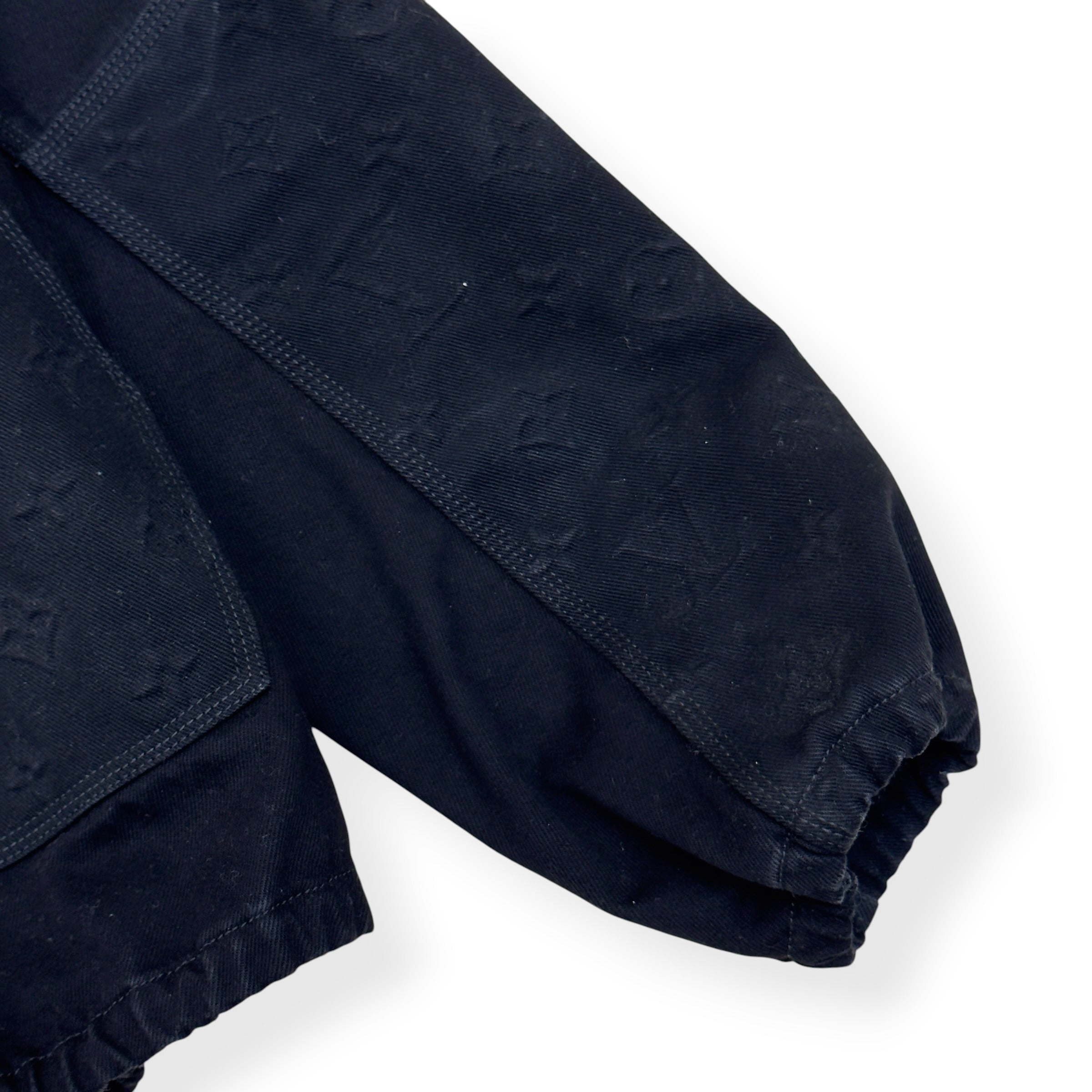 LOUIS VUITTON MONOGRAM DENIM JACQUARD ZIP-UP HOODIE JACKET BLACK 54 / XL