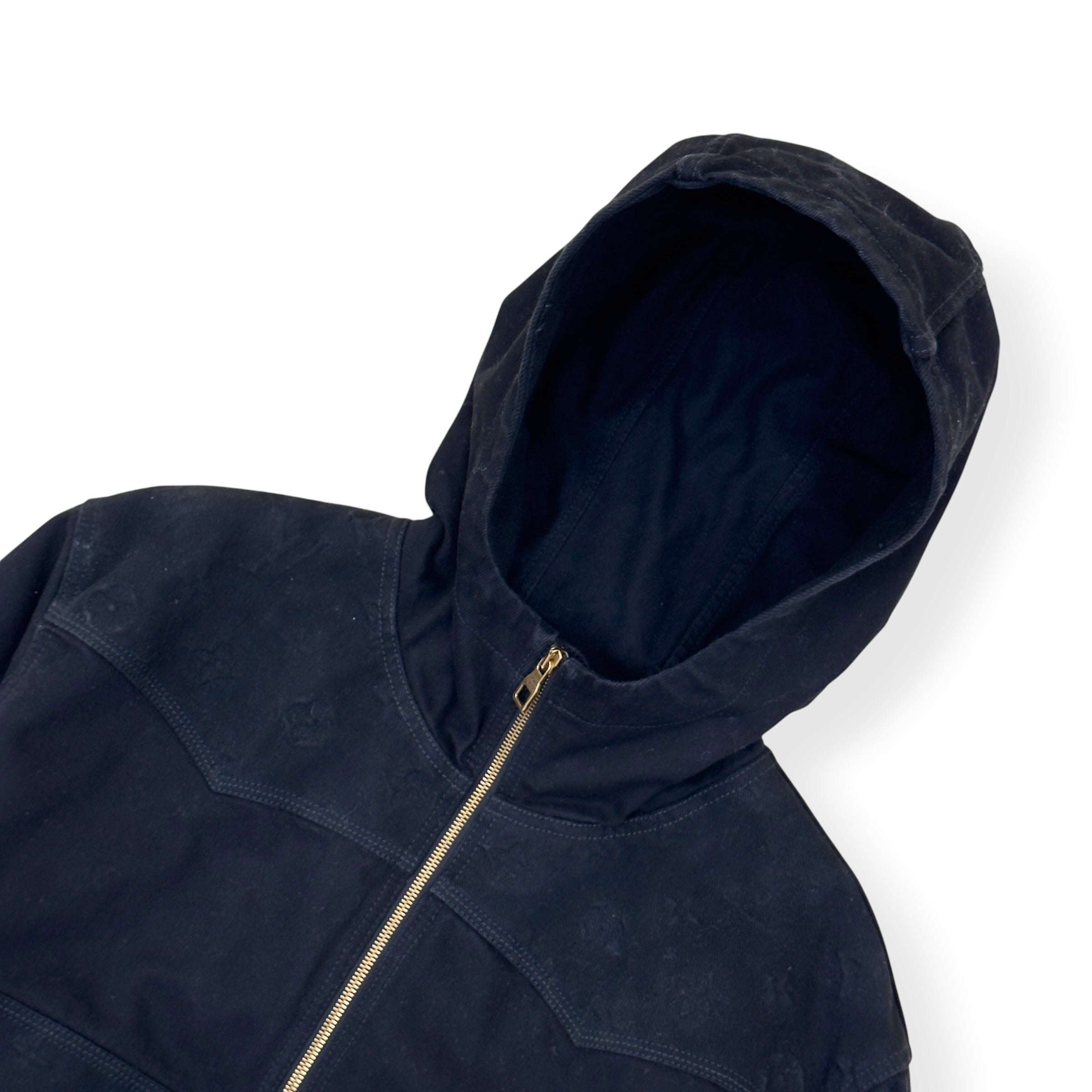 LOUIS VUITTON MONOGRAM DENIM JACQUARD ZIP-UP HOODIE JACKET BLACK 54 / XL