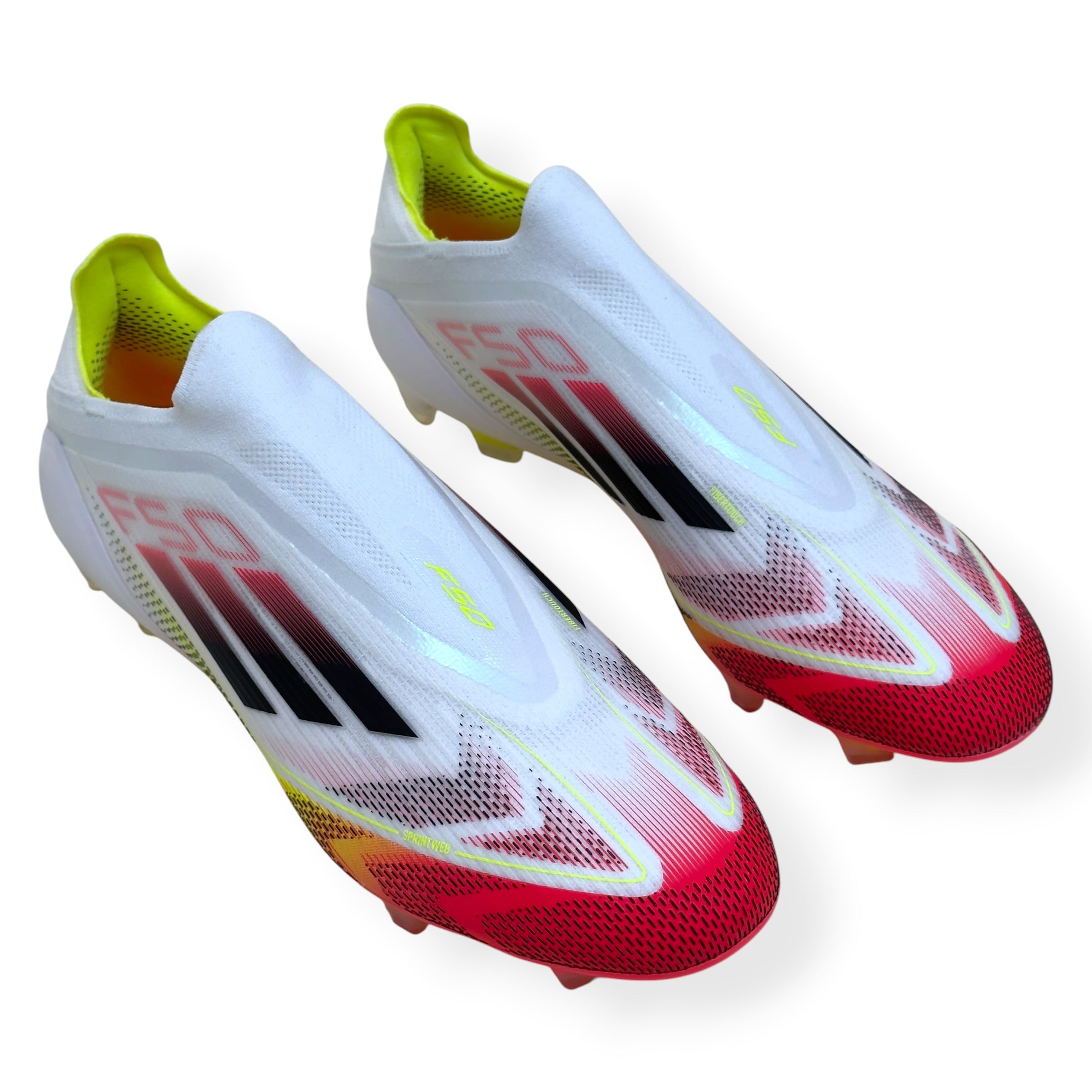 ADIDAS F50 ELITE LL FG FOOTBALL BOOTS WHITE / RED / YELLOW UK10.5