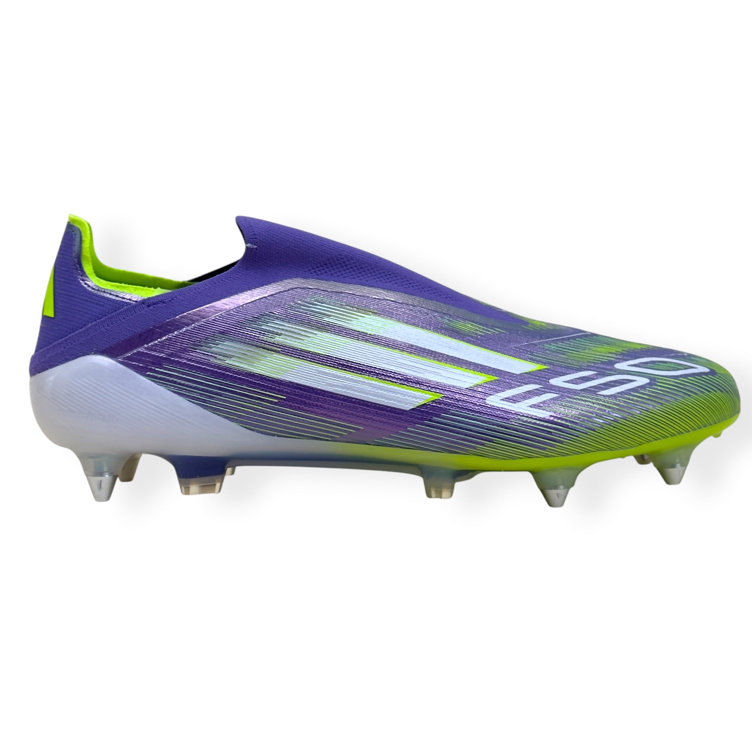 ADIDAS F50 ELITE LL SG FOOTBALL BOOTS PURPLE / GREEN UK10.5