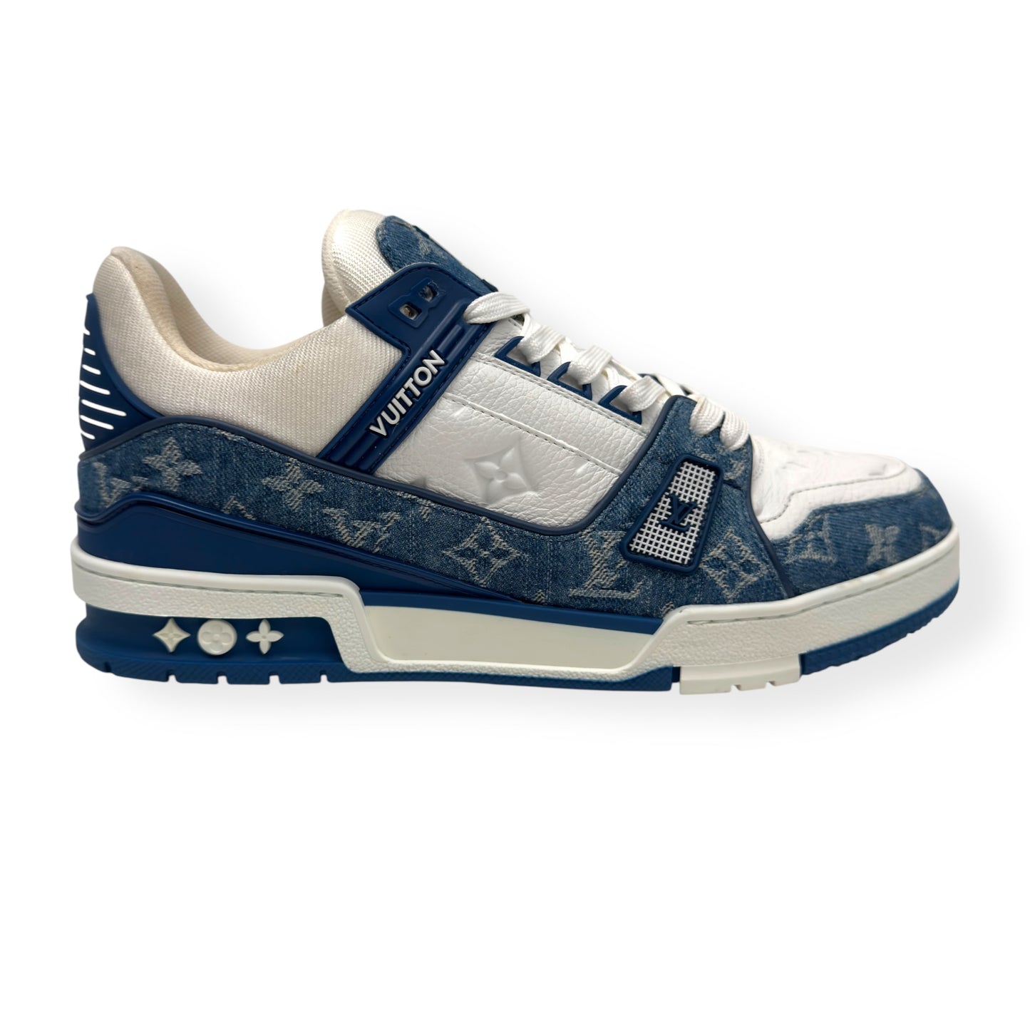 LOUIS VUITTON DENIM LV TRAINER BLUE UK8
