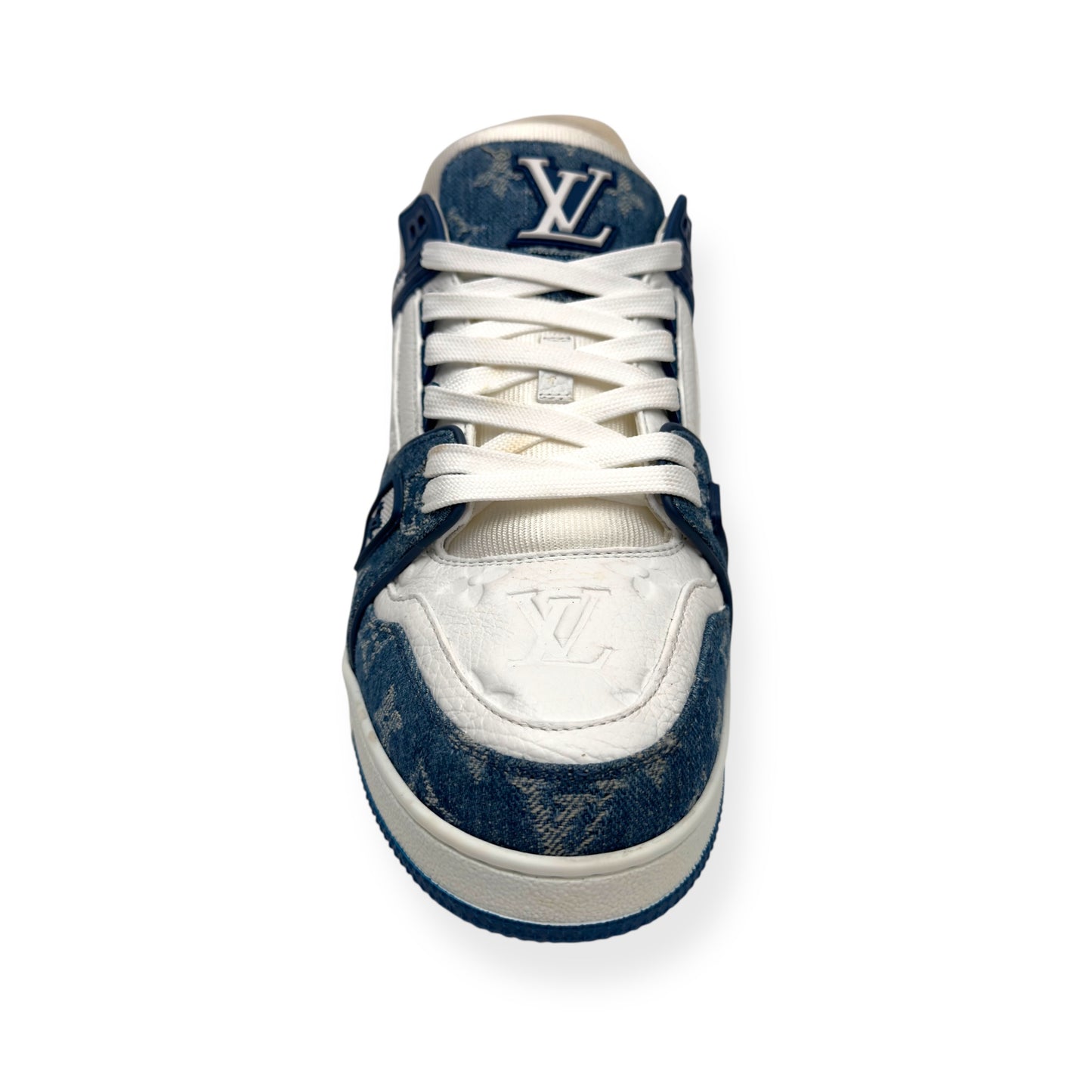 LOUIS VUITTON DENIM LV TRAINER BLUE UK8