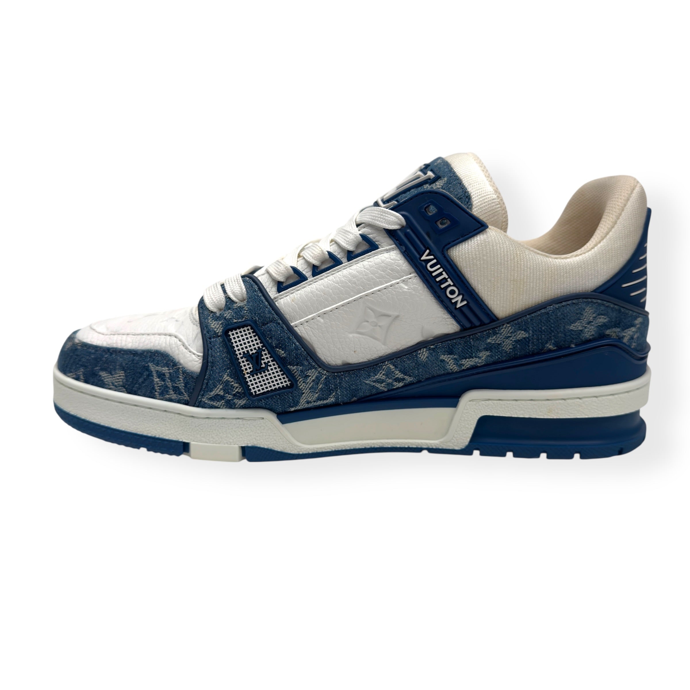 LOUIS VUITTON DENIM LV TRAINER BLUE UK8