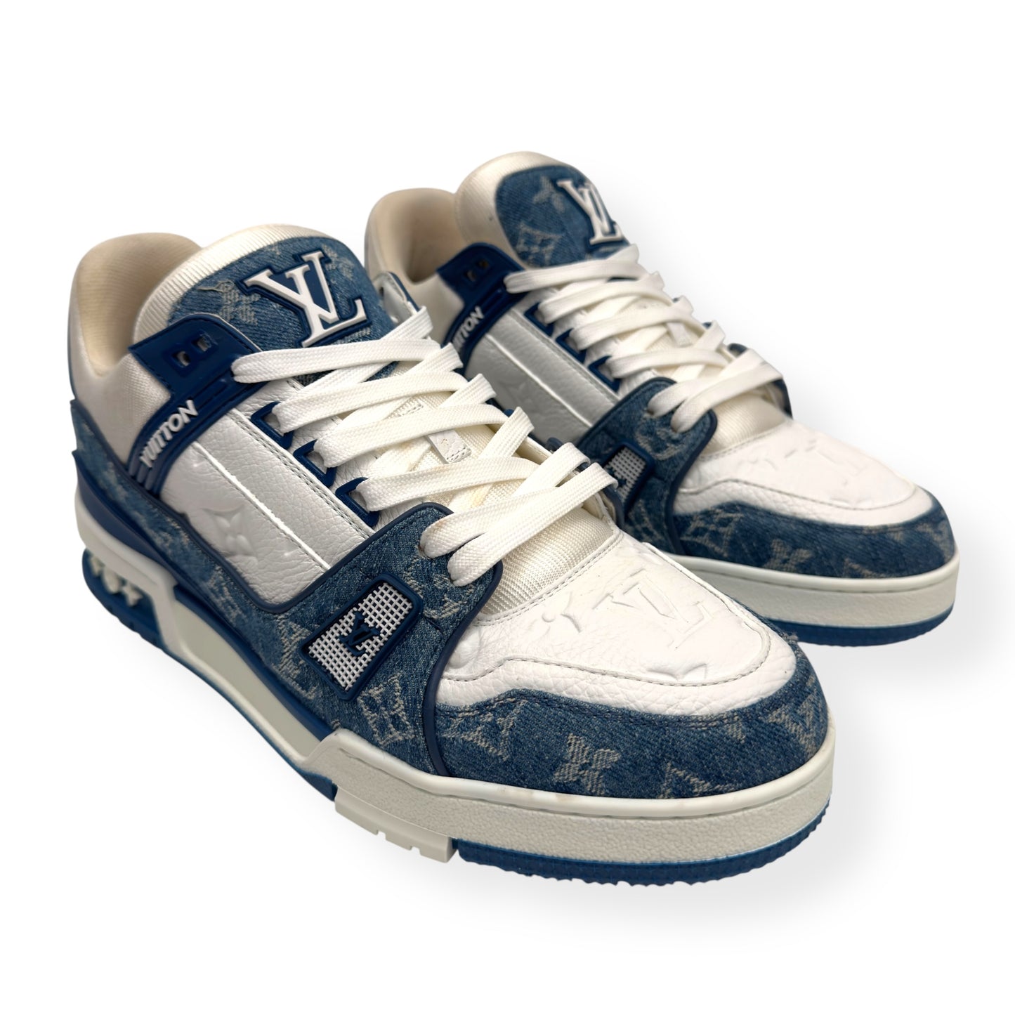 LOUIS VUITTON DENIM LV TRAINER BLUE UK8