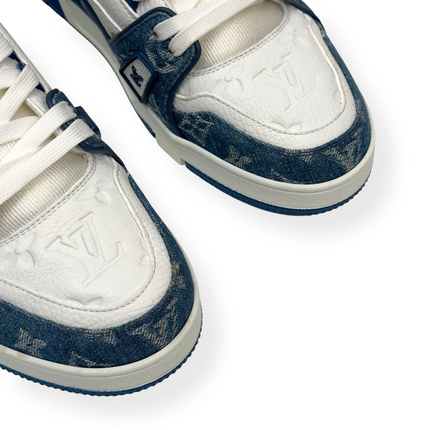 LOUIS VUITTON DENIM LV TRAINER BLUE UK8