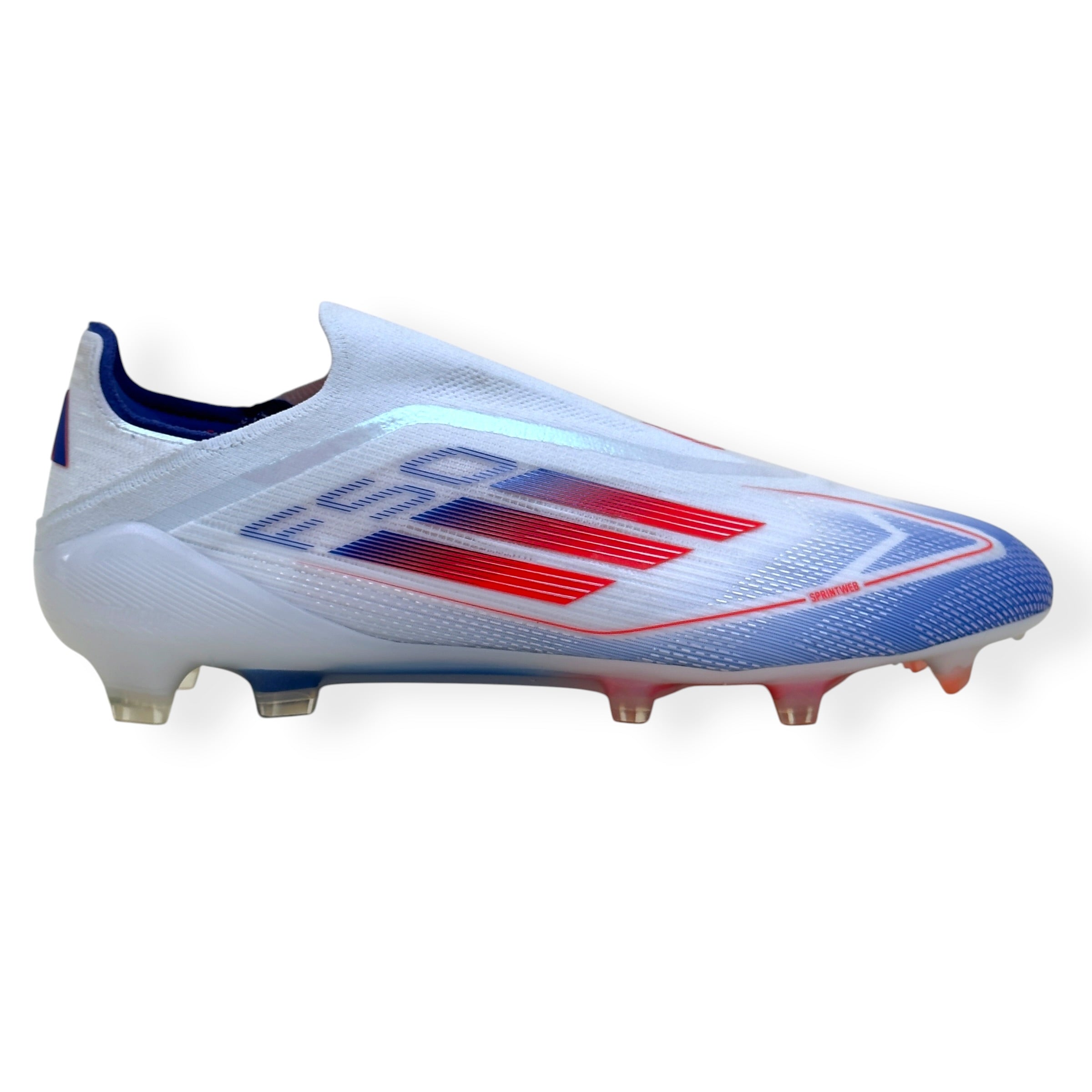 ADIDAS F50 ELITE LL FG FOOTBALL BOOTS WHITE / RED / BLUE UK10.5