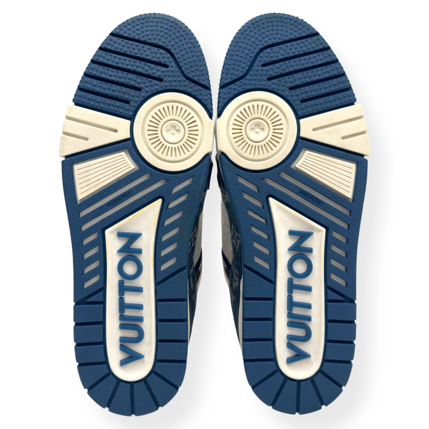 LOUIS VUITTON DENIM LV TRAINER BLUE UK8