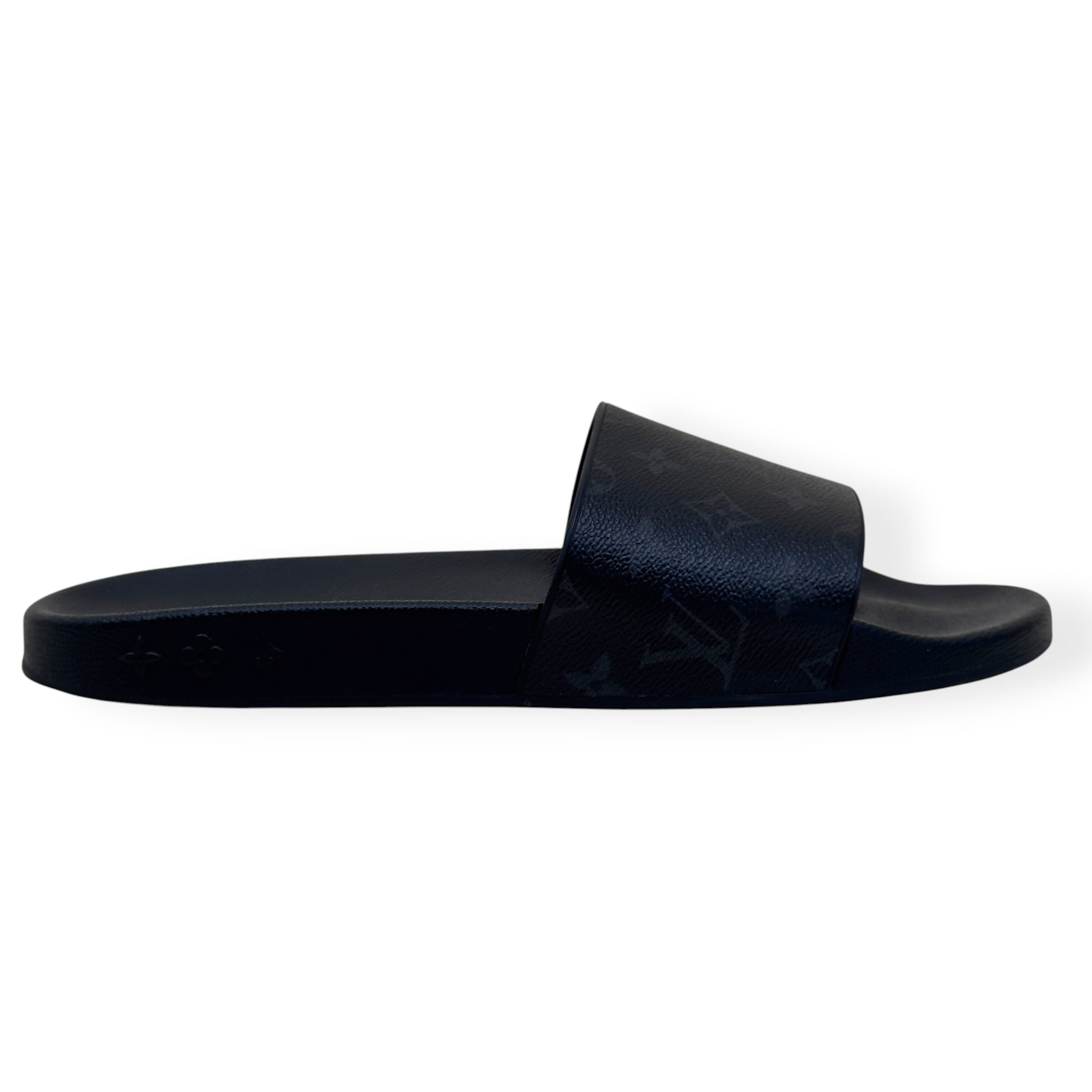 LOUIS VUITTON MONOGRAM ECLIPSE SLIDES BLACK UK10