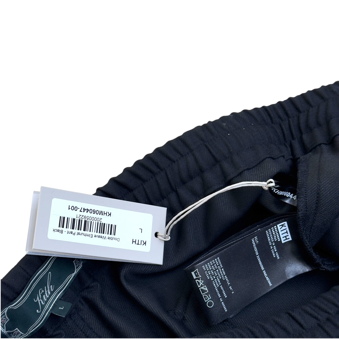 KITH DOUBLE WEAVE ELMHURST TRACK PANTS BLACK L