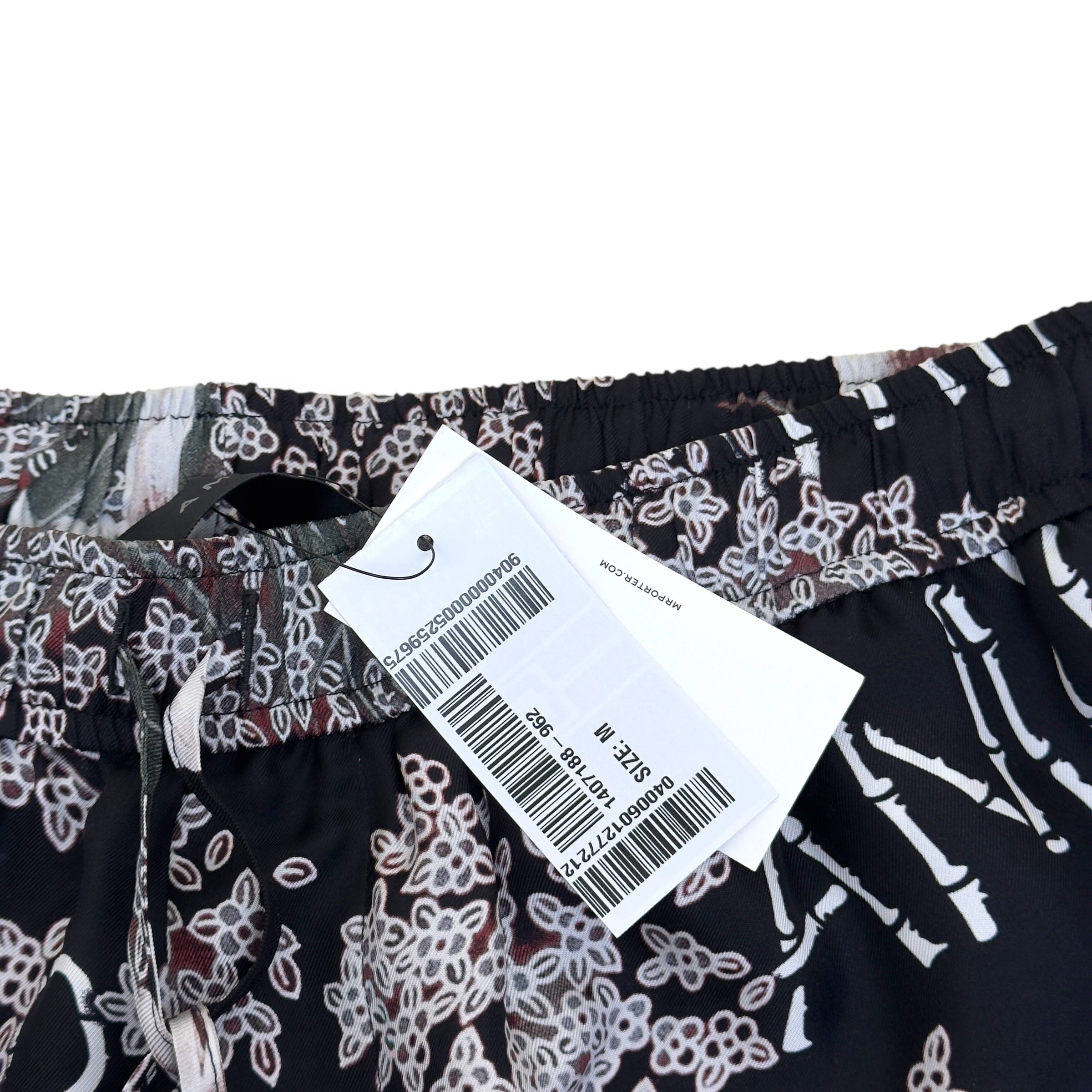 AMIRI HIBISCUS TIKI SILK SHORTS BLACK M
