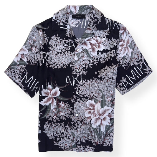 AMIRI HIBISCUS TIKI SILK SHIRT BLACK M