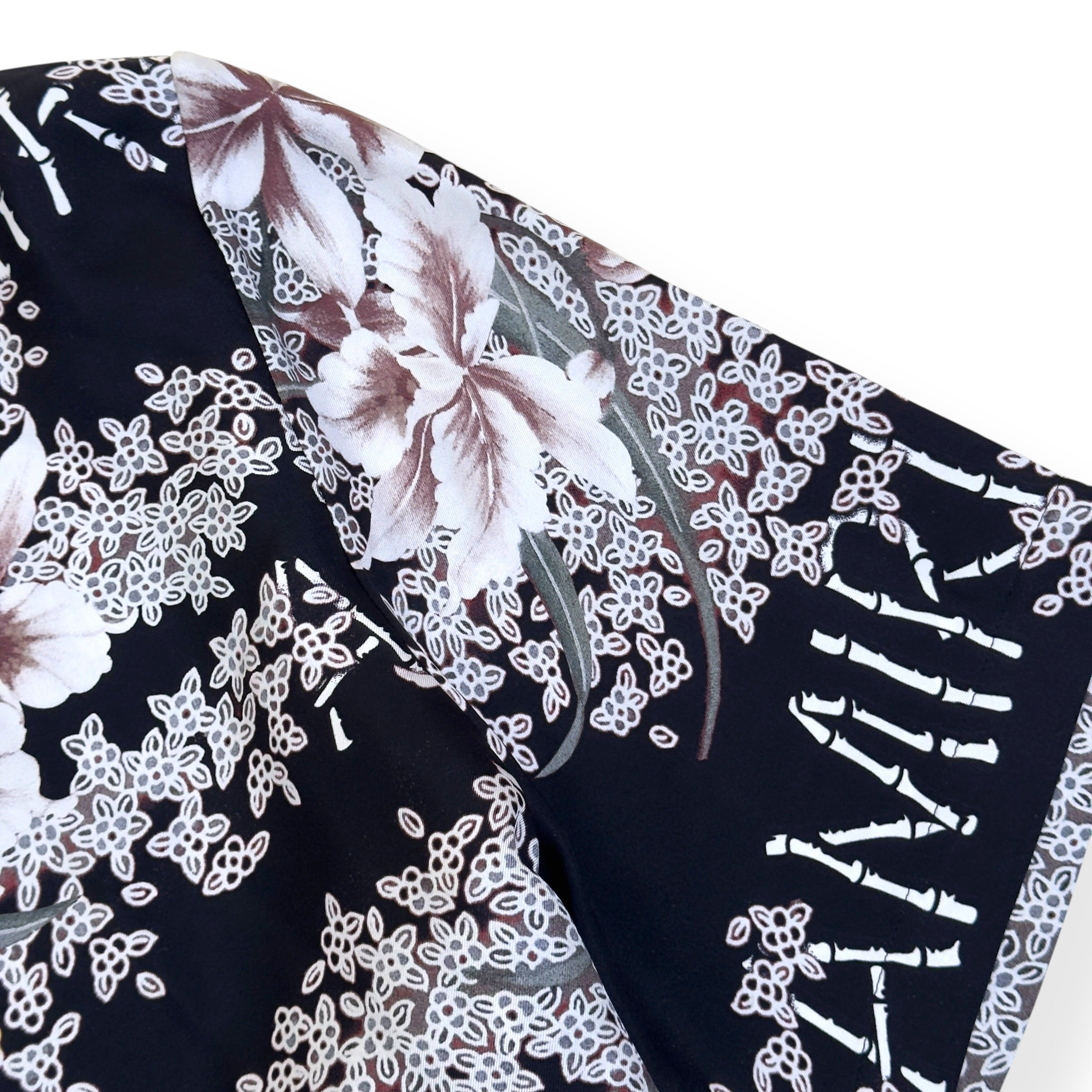 AMIRI HIBISCUS TIKI SILK SHIRT BLACK M