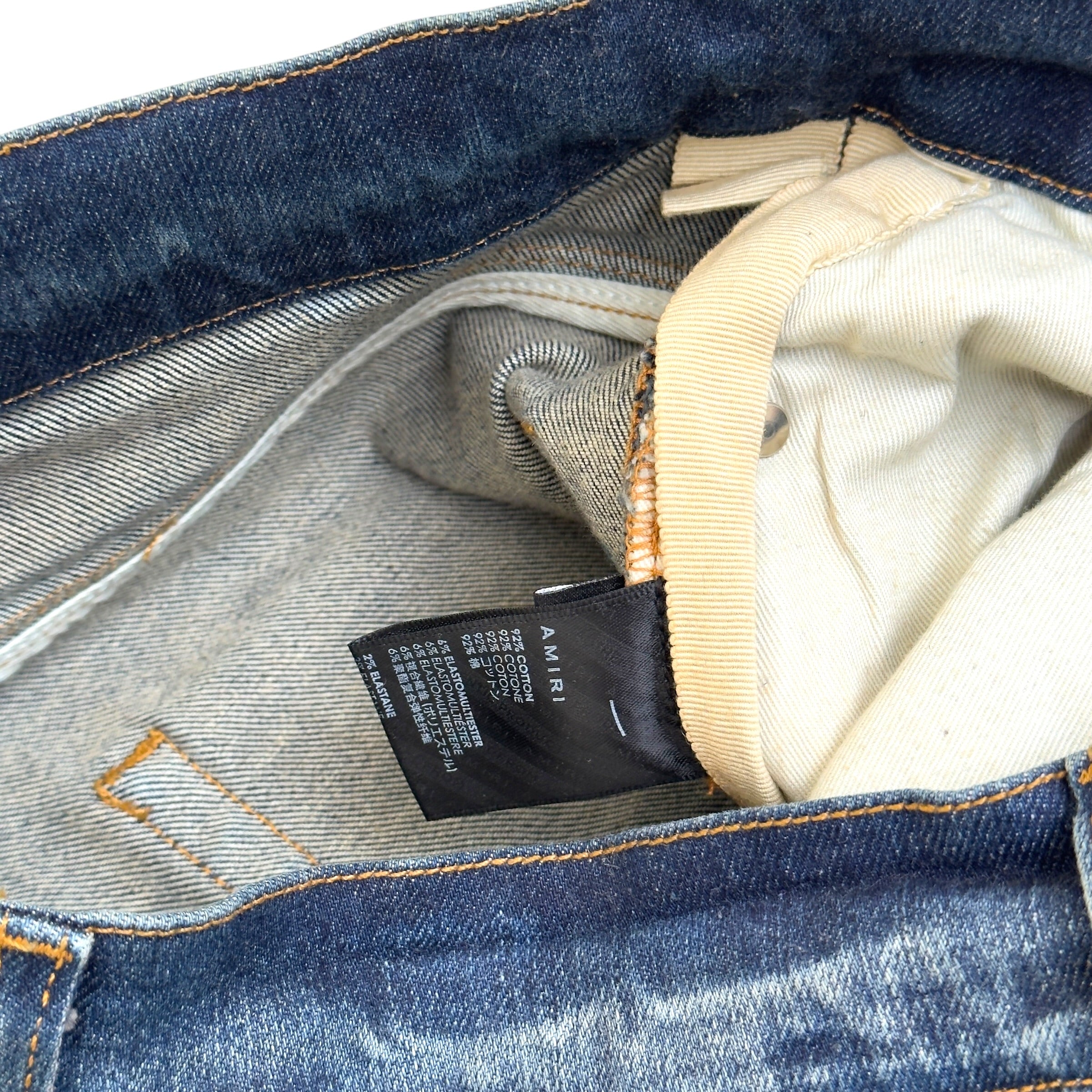 AMIRI DISTRESSED SKINNY DENIM JEANS BLUE W34”