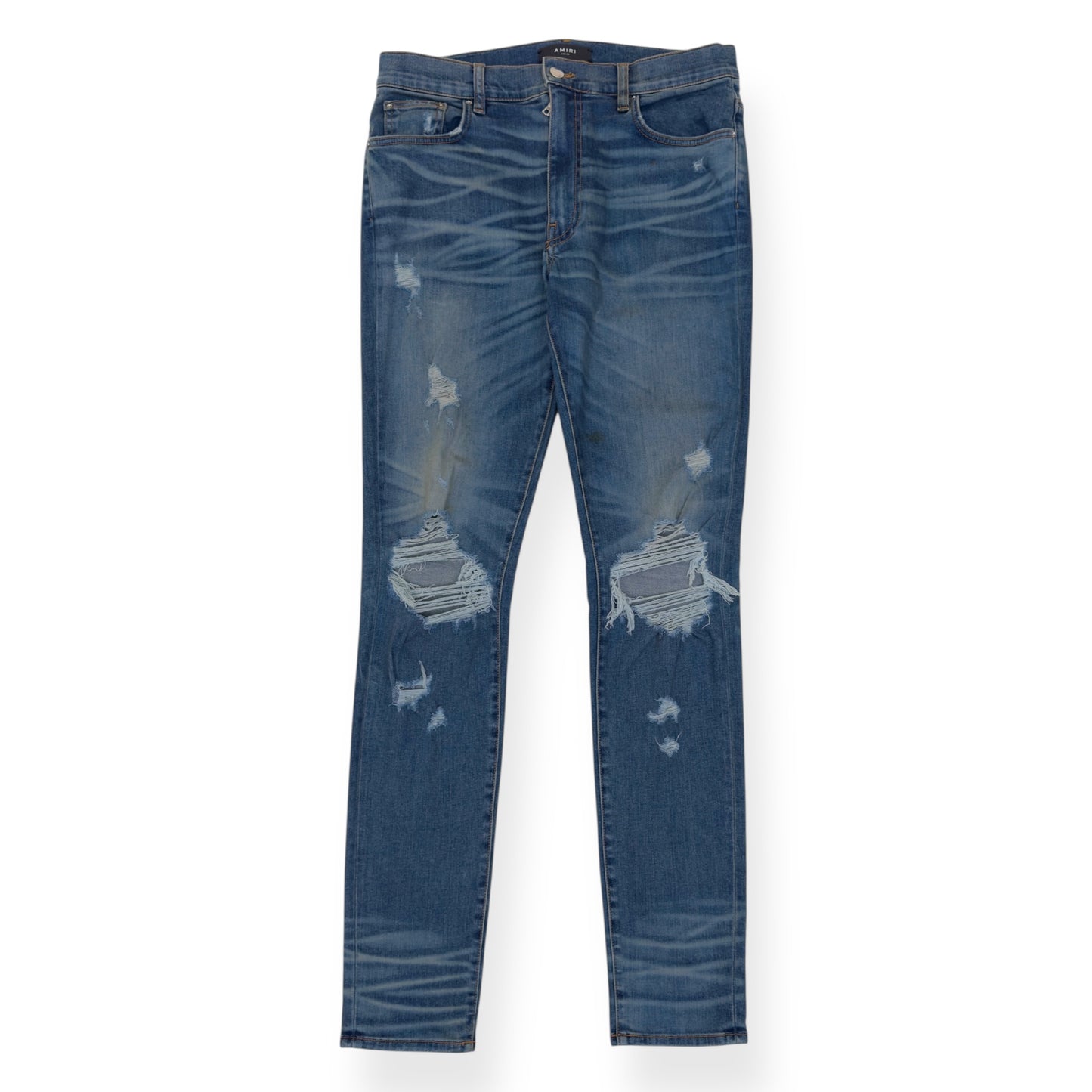 AMIRI DISTRESSED SKINNY DENIM JEANS BLUE W34”