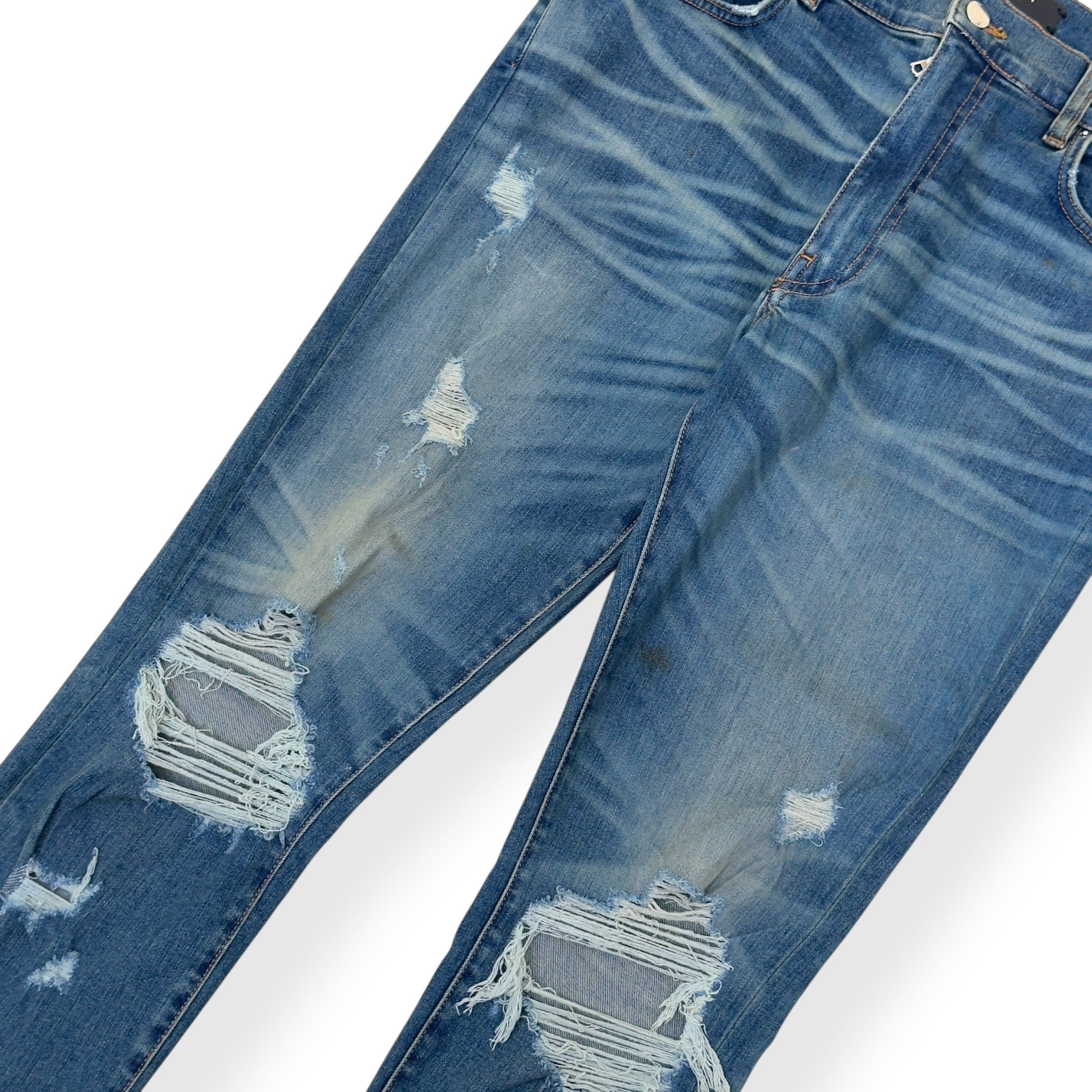 AMIRI DISTRESSED SKINNY DENIM JEANS BLUE W34”