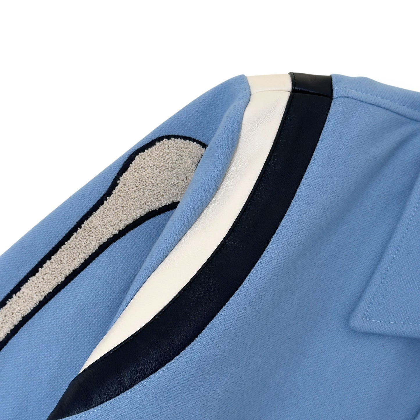 AMIRI BONES WOOL VARSITY BOMBER JACKET BABY BLUE L