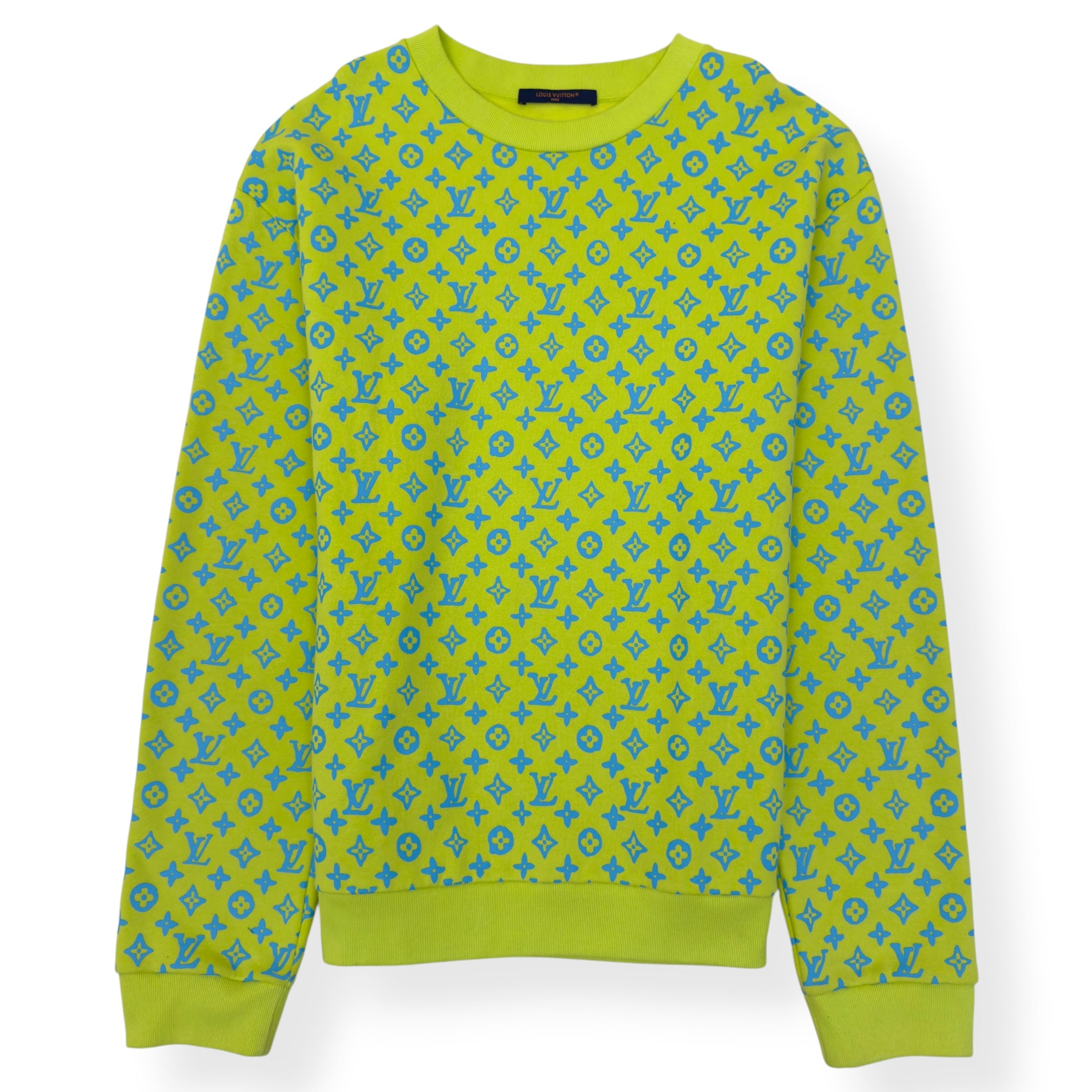 LOUIS VUITTON MONOGRAM CREWNECK SWEATSHIRT LIME GREEN / BLUE XL