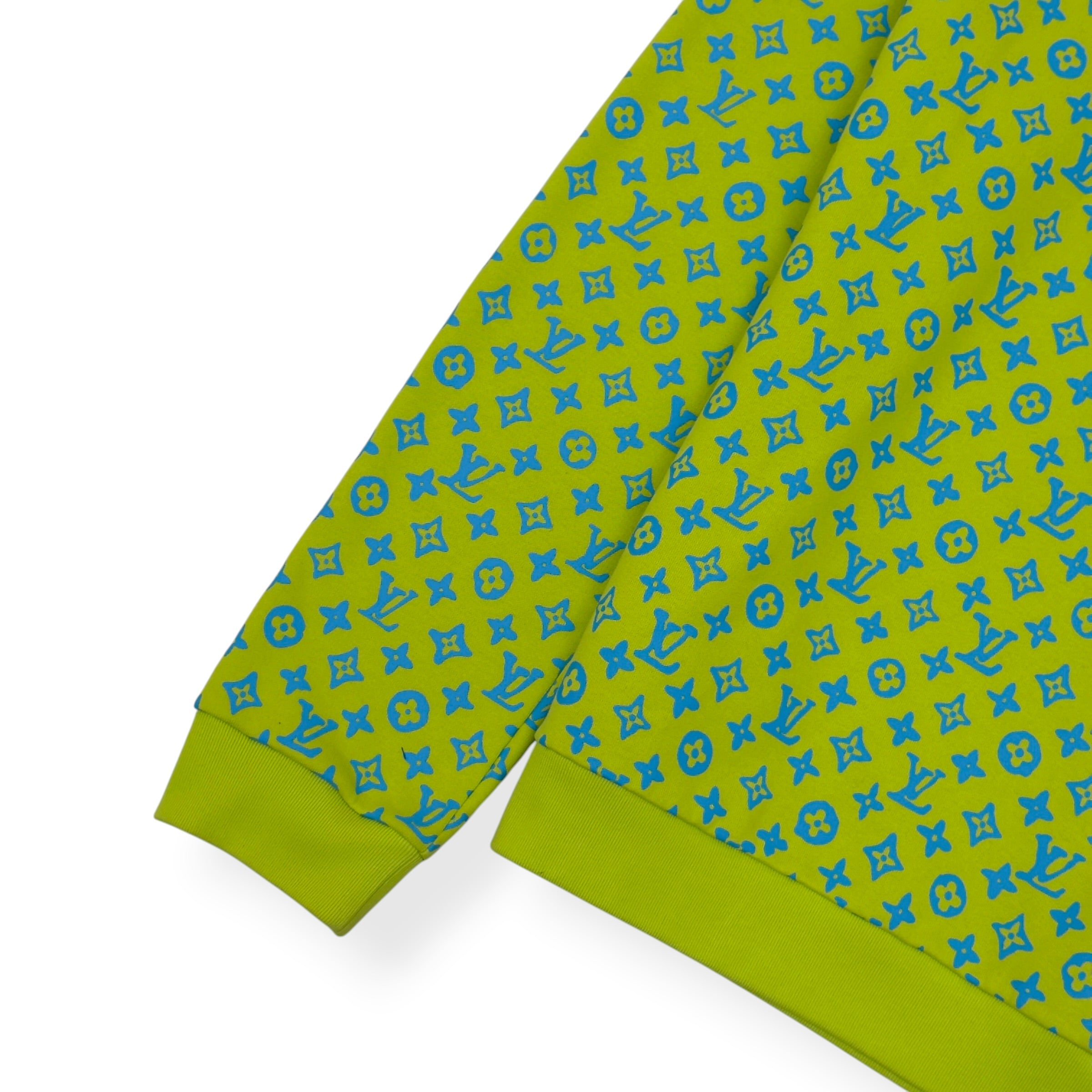 LOUIS VUITTON MONOGRAM CREWNECK SWEATSHIRT LIME GREEN / BLUE XL
