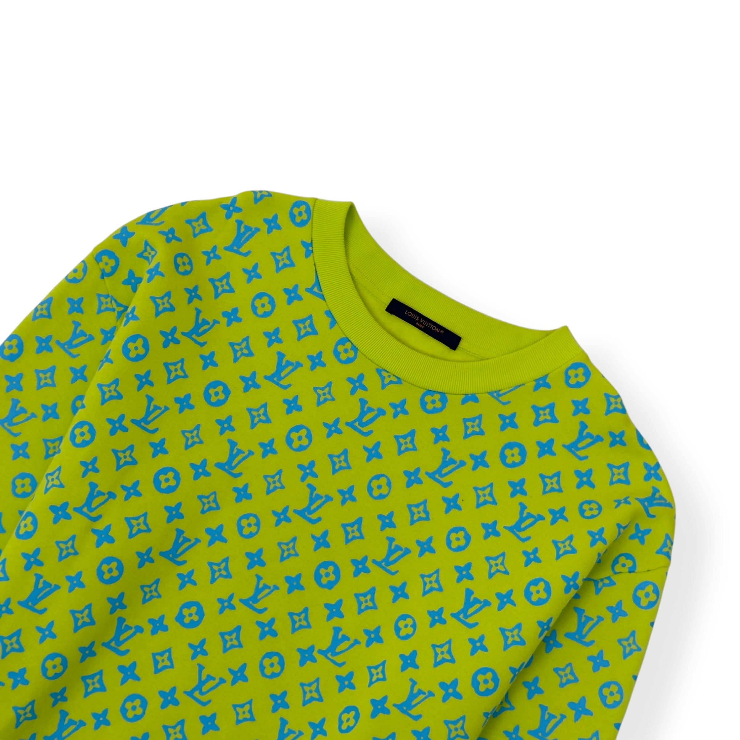 LOUIS VUITTON MONOGRAM CREWNECK SWEATSHIRT LIME GREEN / BLUE XL