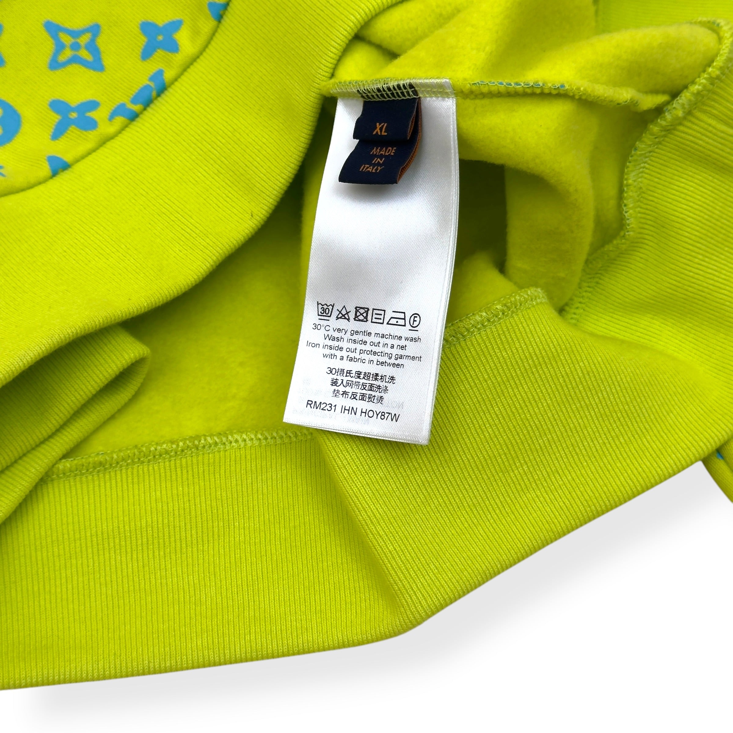 LOUIS VUITTON MONOGRAM CREWNECK SWEATSHIRT LIME GREEN / BLUE XL