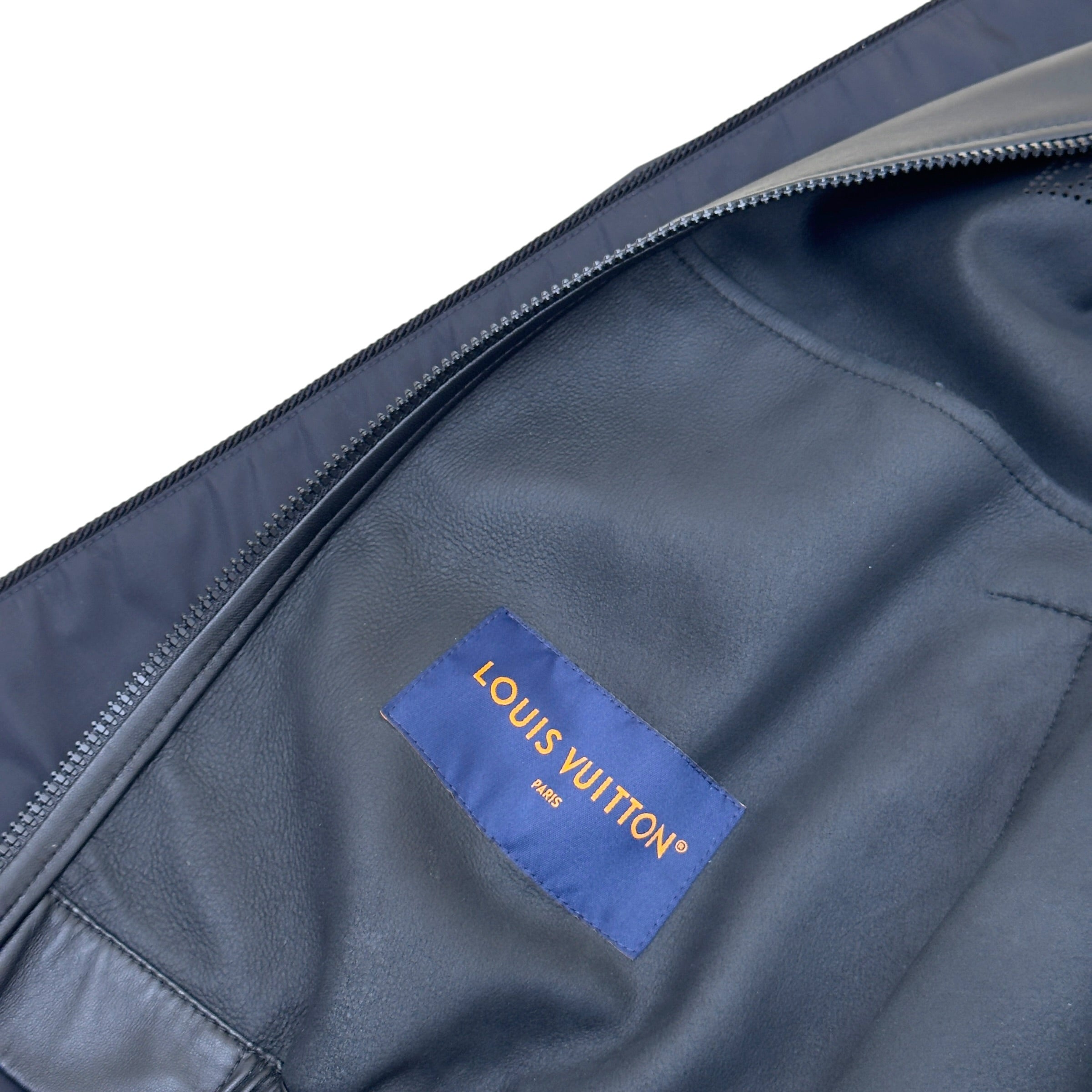 LOUIS VUITTON LEATHER MIX BLOUSON JACKET BLACK 54 / XL