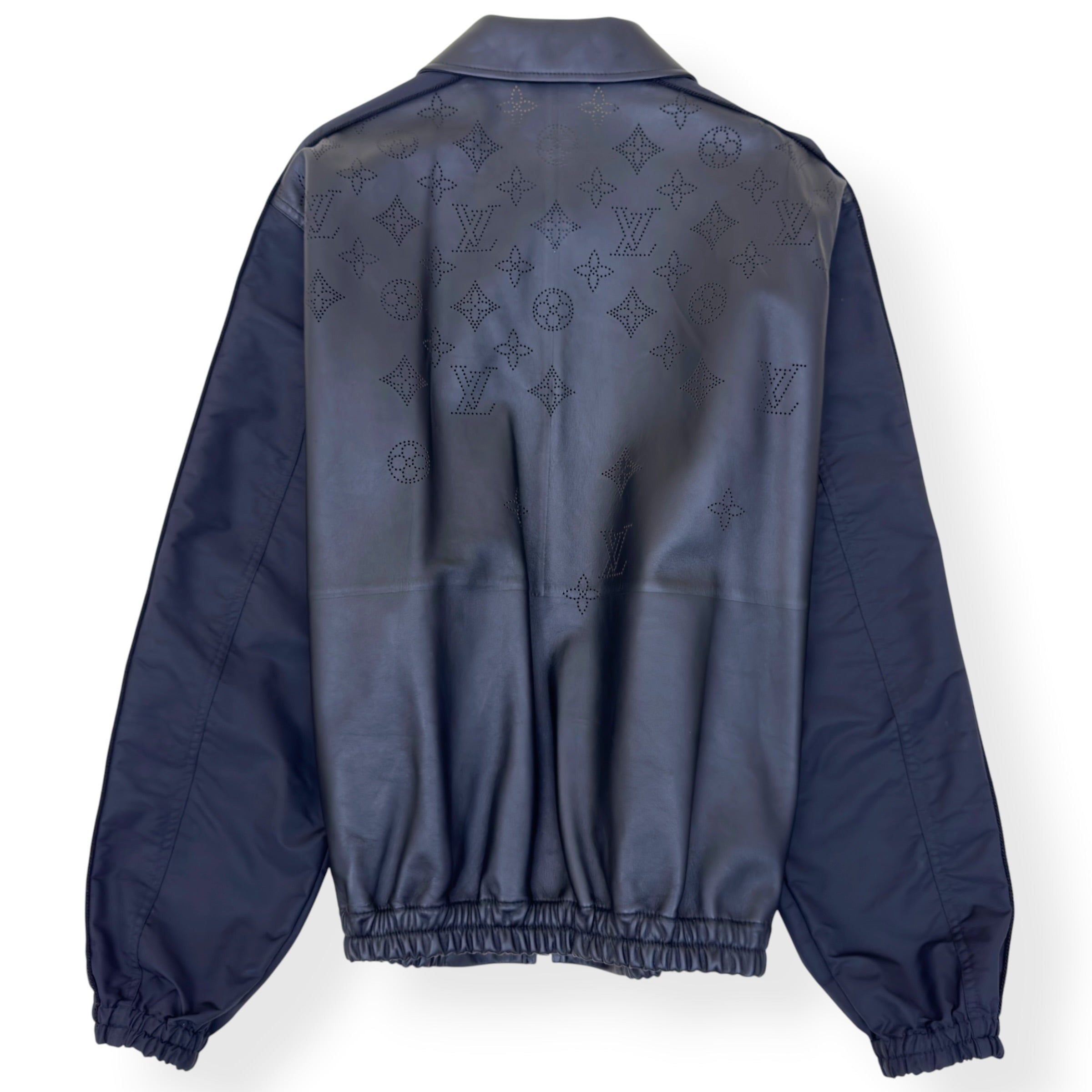 LOUIS VUITTON LEATHER MIX BLOUSON JACKET BLACK 54 / XL