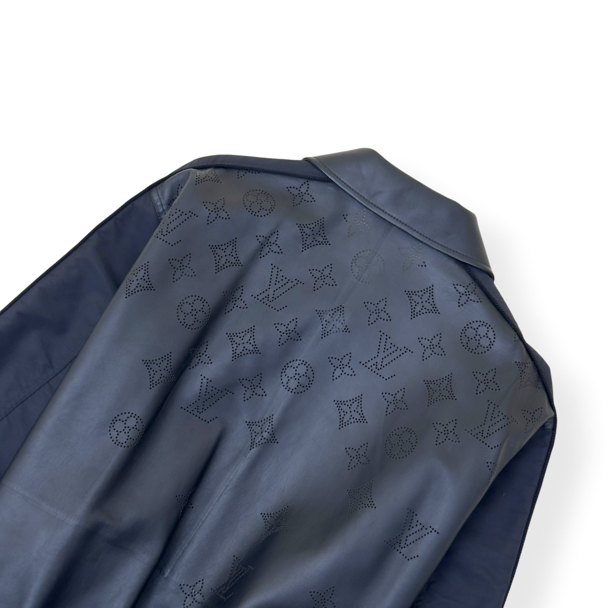 LOUIS VUITTON LEATHER MIX BLOUSON JACKET BLACK 54 / XL