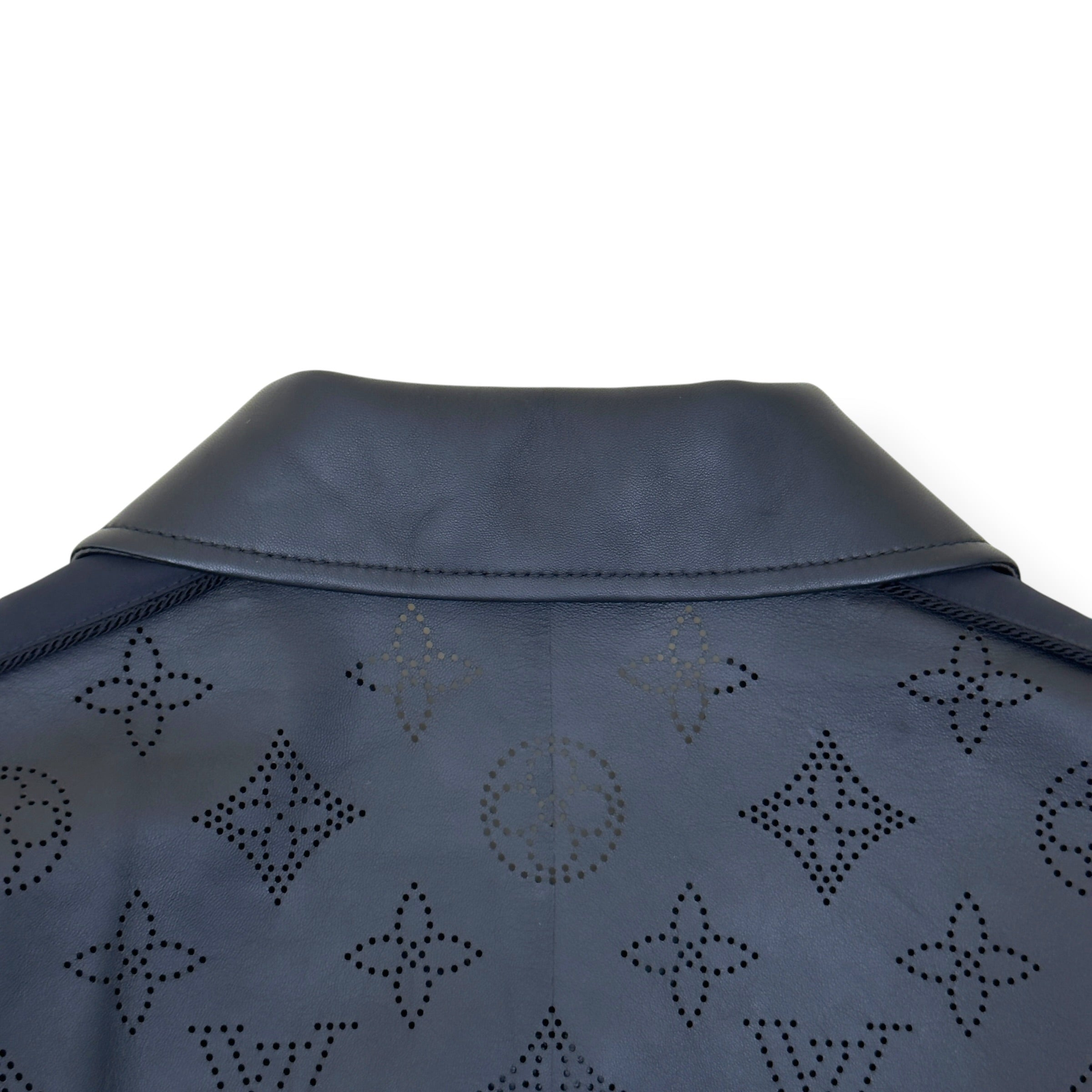 LOUIS VUITTON LEATHER MIX BLOUSON JACKET BLACK 54 / XL