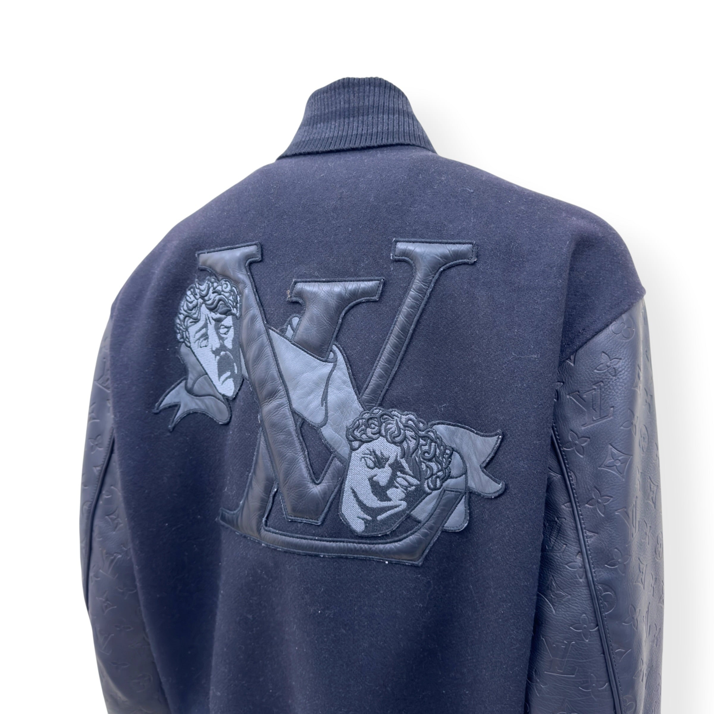 LOUIS VUITTON LV VARSITY LEATHER / WOOL BLOUSON JACKET 46 / XXL