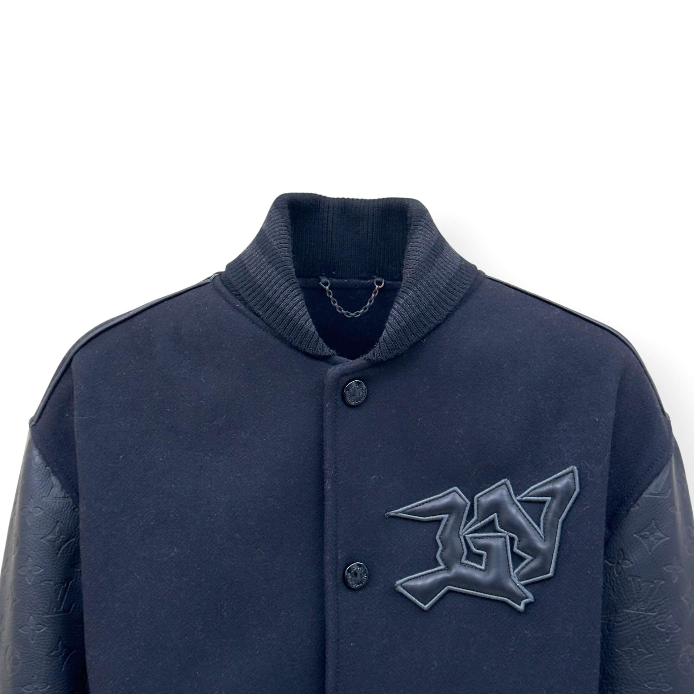 LOUIS VUITTON LV VARSITY LEATHER / WOOL BLOUSON JACKET 46 / XXL