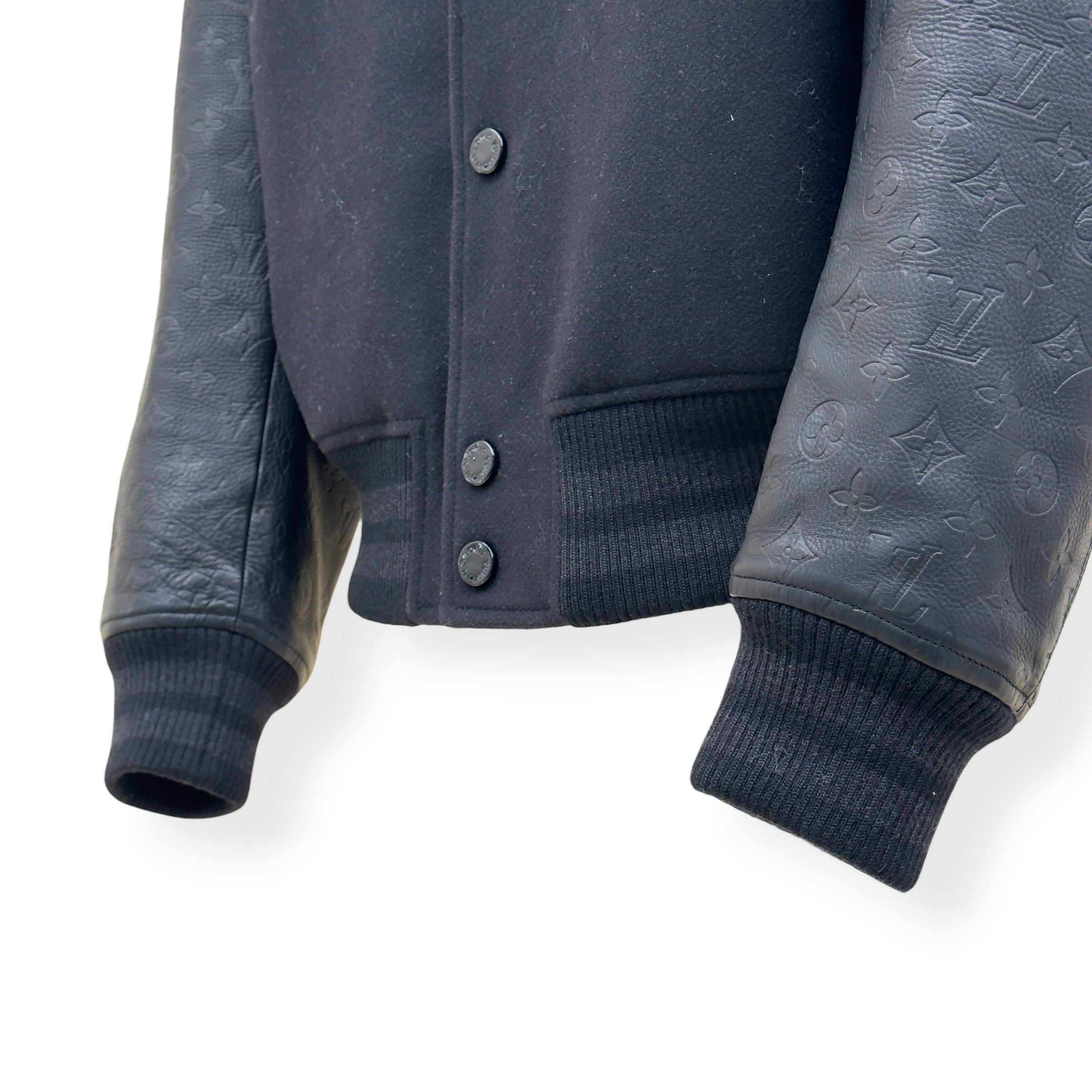 LOUIS VUITTON LV VARSITY LEATHER / WOOL BLOUSON JACKET 46 / XXL