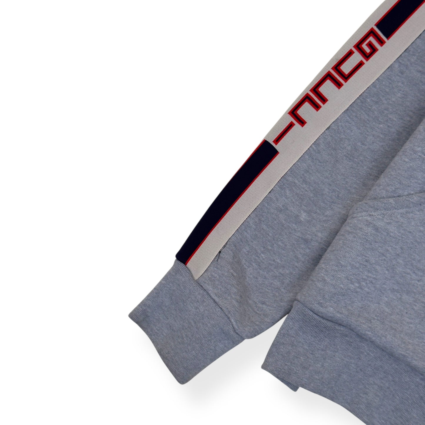 GUCCI TAPE LOGO COTTON HOODIE GREY M