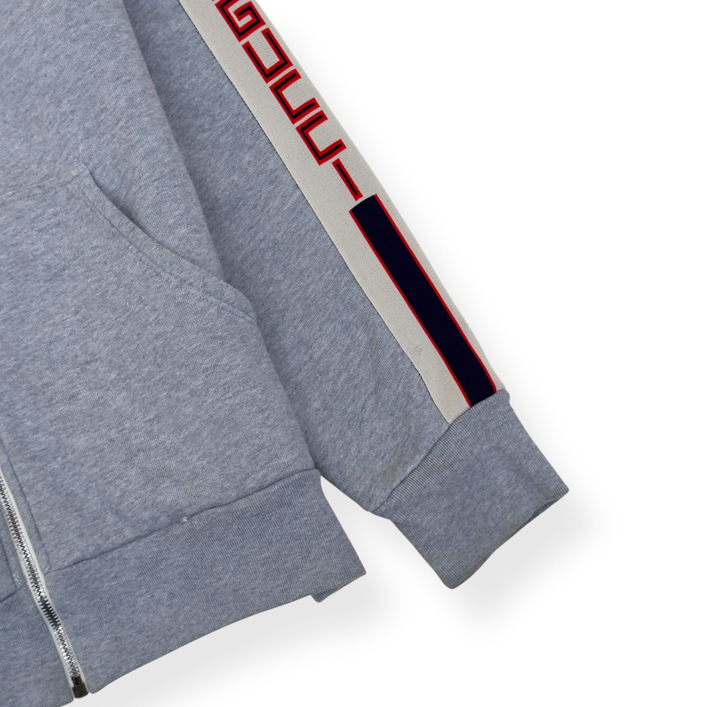 GUCCI TAPE LOGO COTTON HOODIE GREY M