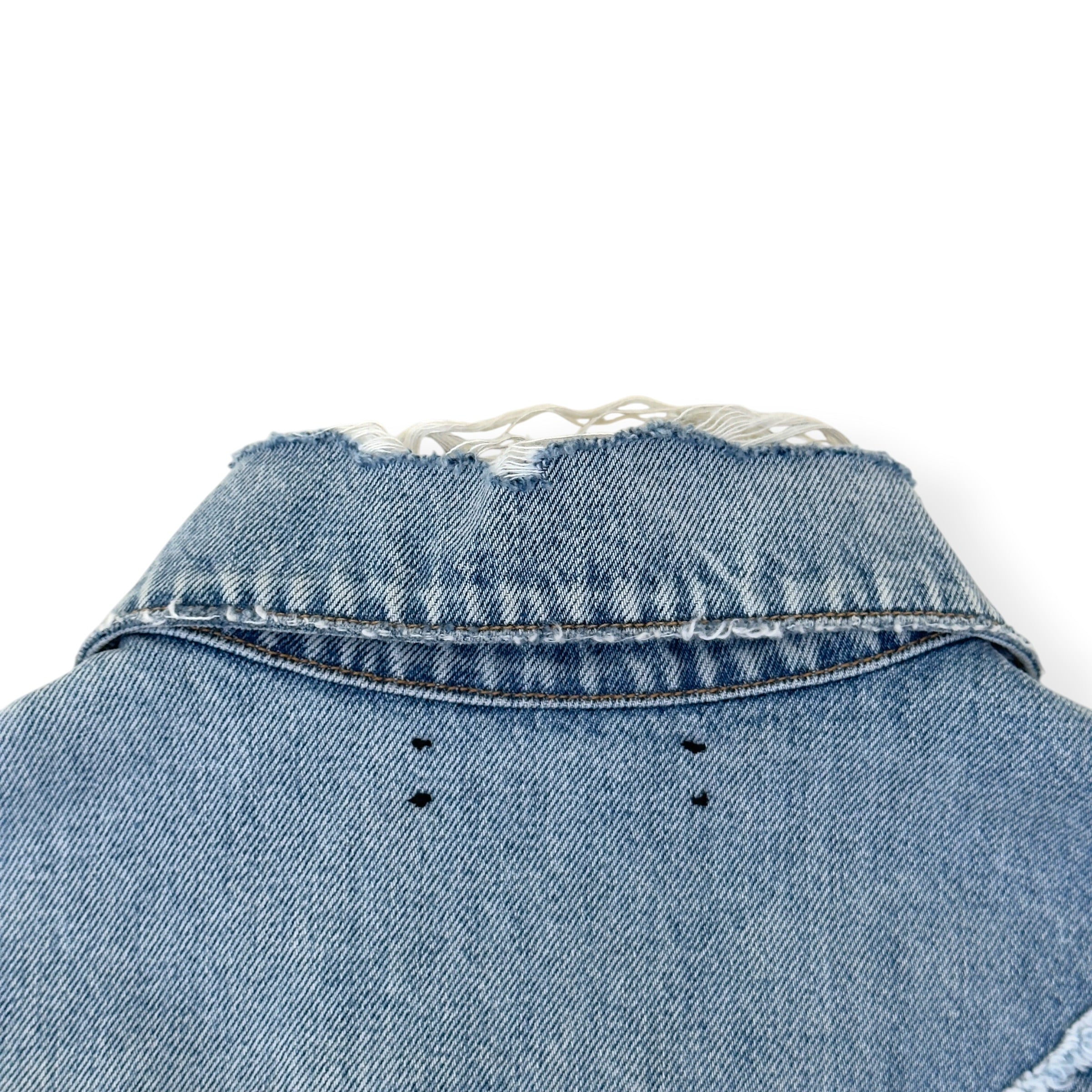 AMIRI X PLAYBOY MAGAZINE DISTRESSED DENIM JACKET BLUE XL