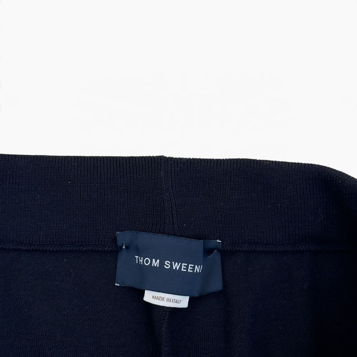 THOM SWEENEY MERINO WOOL KNIT DRAWSTRING TROUSERS NAVY M