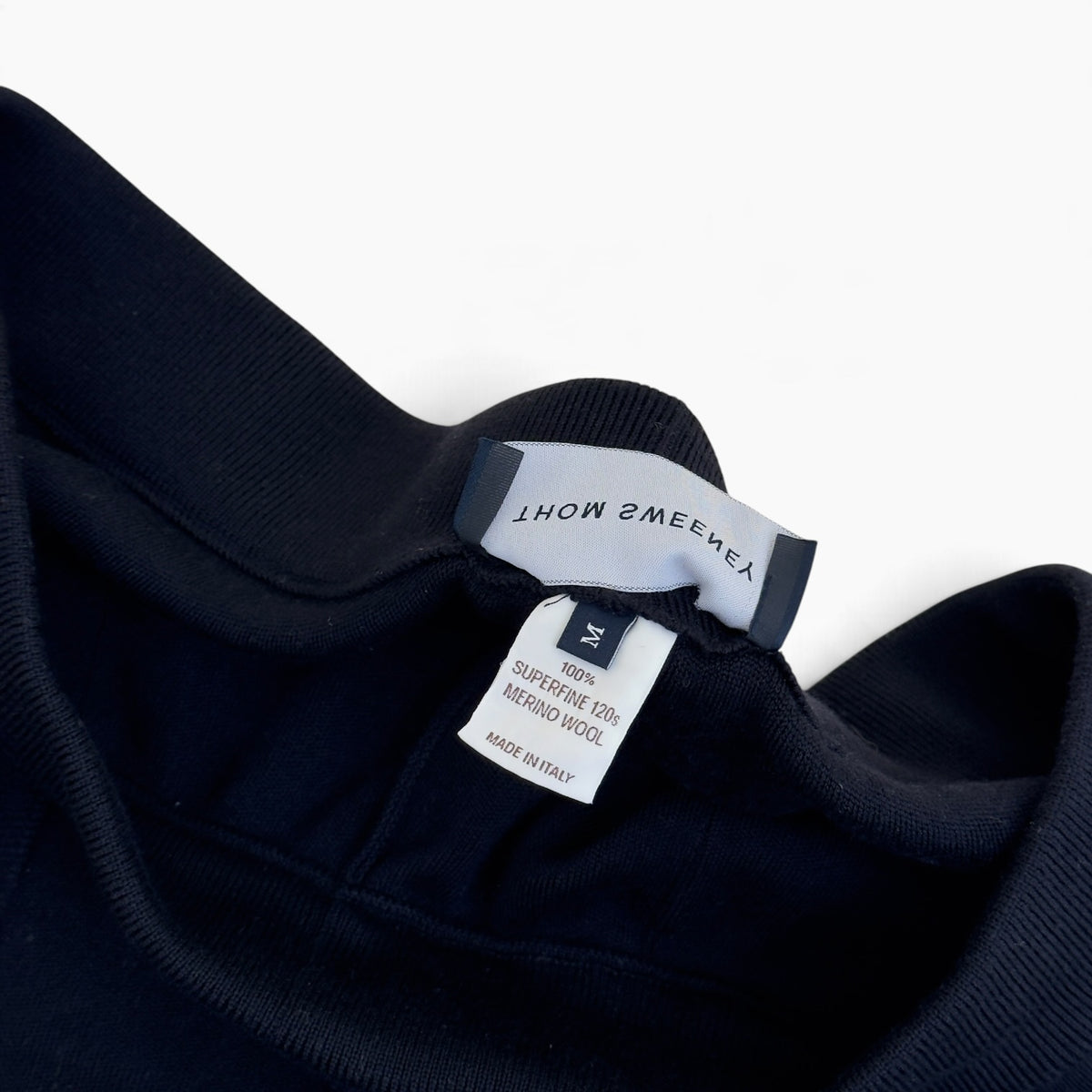 THOM SWEENEY MERINO WOOL KNIT DRAWSTRING TROUSERS NAVY M