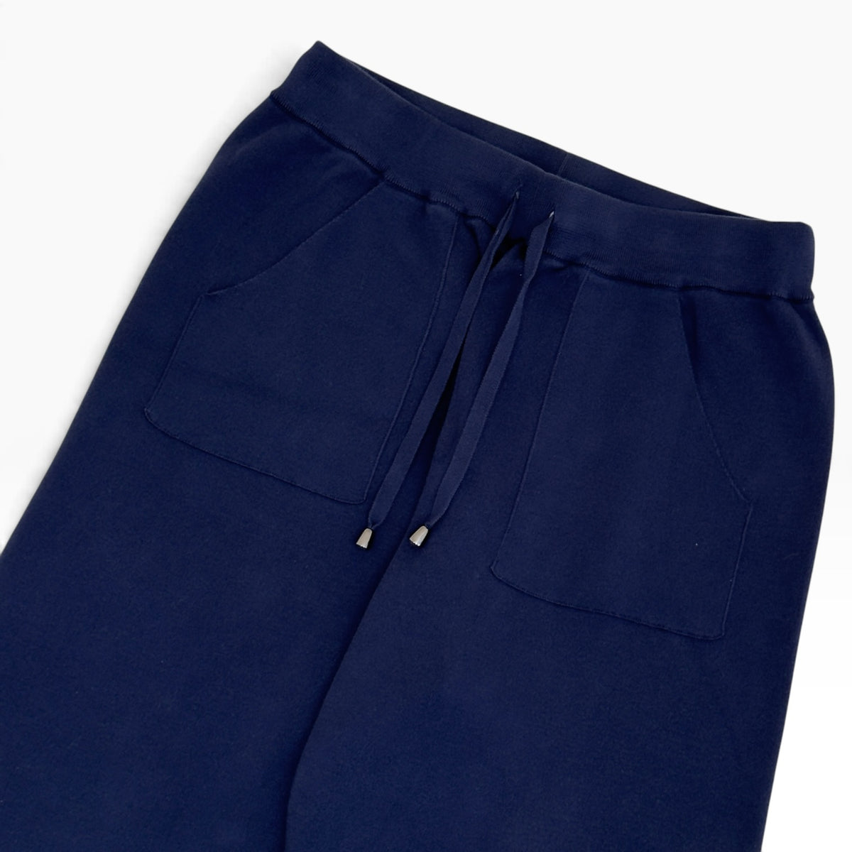 THOM SWEENEY COTTON KNIT DRAWSTRING TROUSERS NAVY M