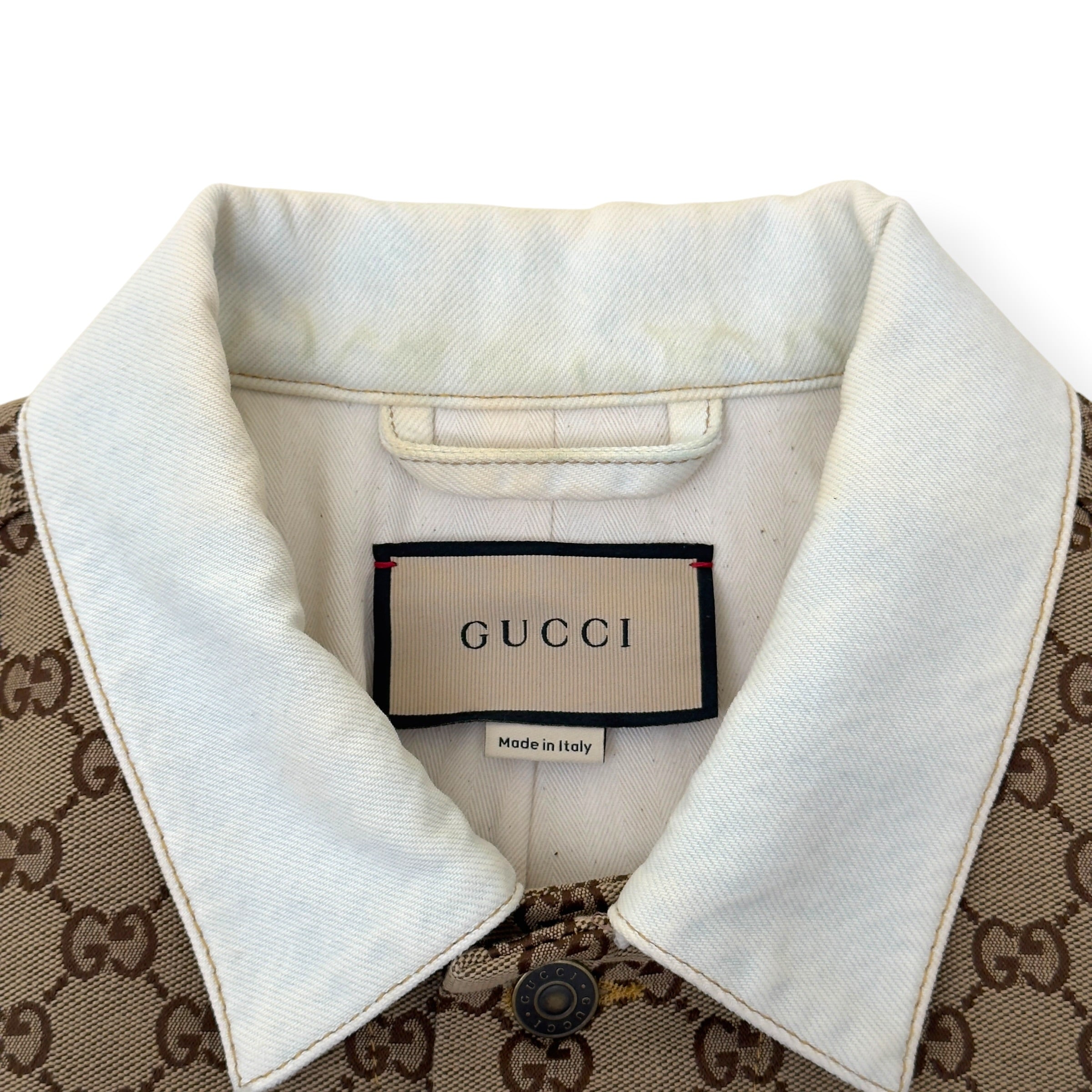 GUCCI GG CANVAS DENIM VEST JACKET WHITE / BEIGE 48 / M