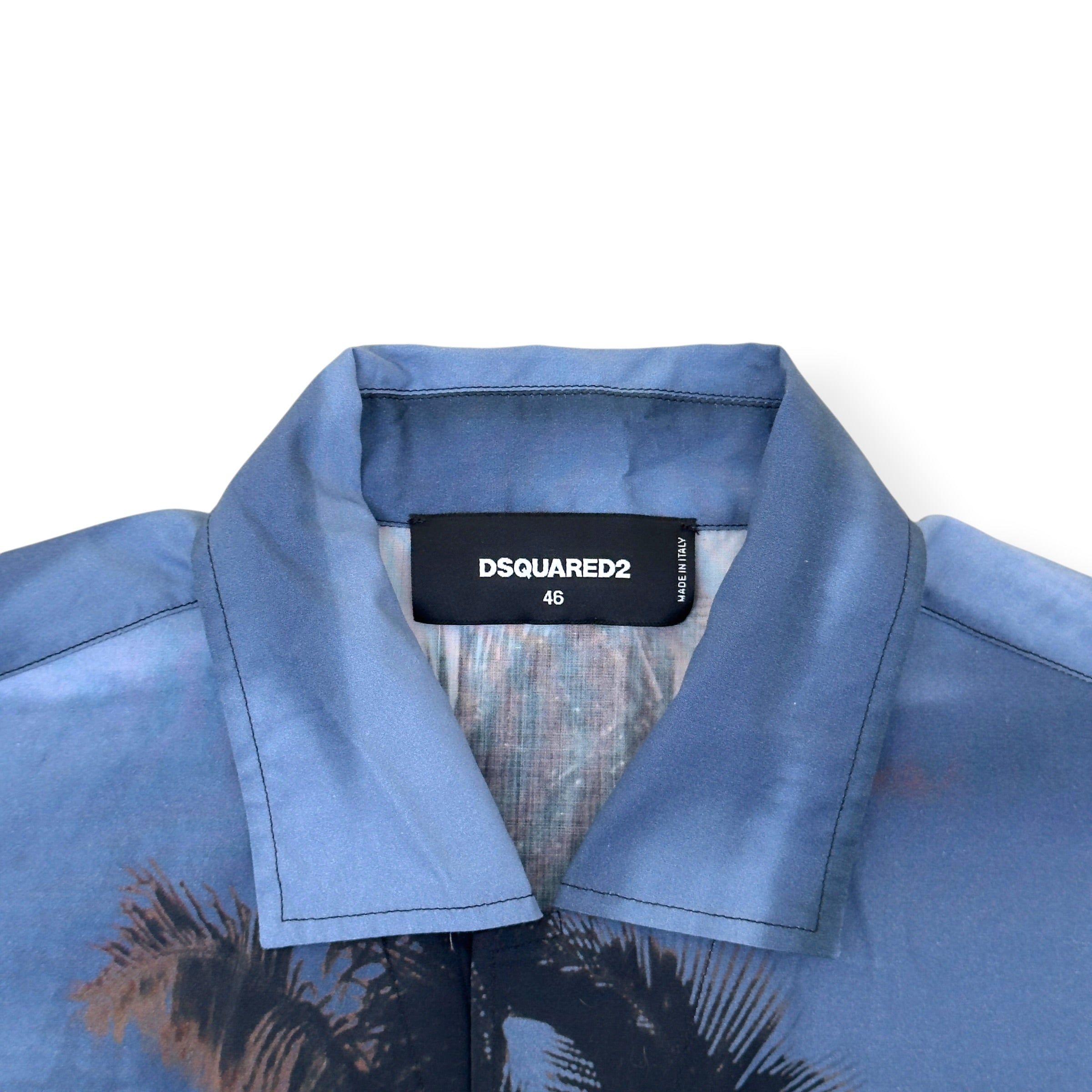 DSQUARED2 BOWLING DROPPED PALM TREE PRINT SHORT-SLEEVE SHIRT PINK / BLUE 46 / M